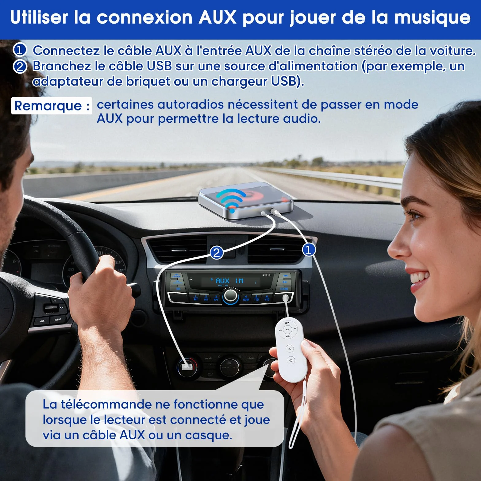 Lecteur CD Voiture USB CENXINY Externe Universel AUX Adaptateur USB-C Câble 1,5 m