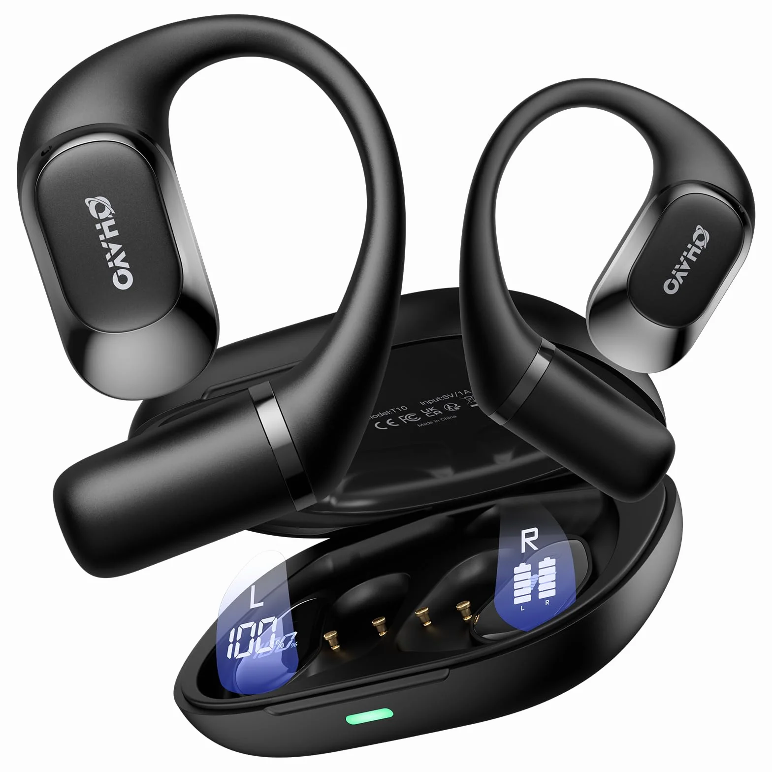 OHAYO Ecouteurs Sport, Écouteur sans Fil Sport avec 4 ENC Mic, Écouteur Bluetooth 5.4, IPX7 Étanche Oreillette Bluetooth Running, Faire du vélo, 40H d'autonomie, Basses Profondes, USB-C Charge Rapide