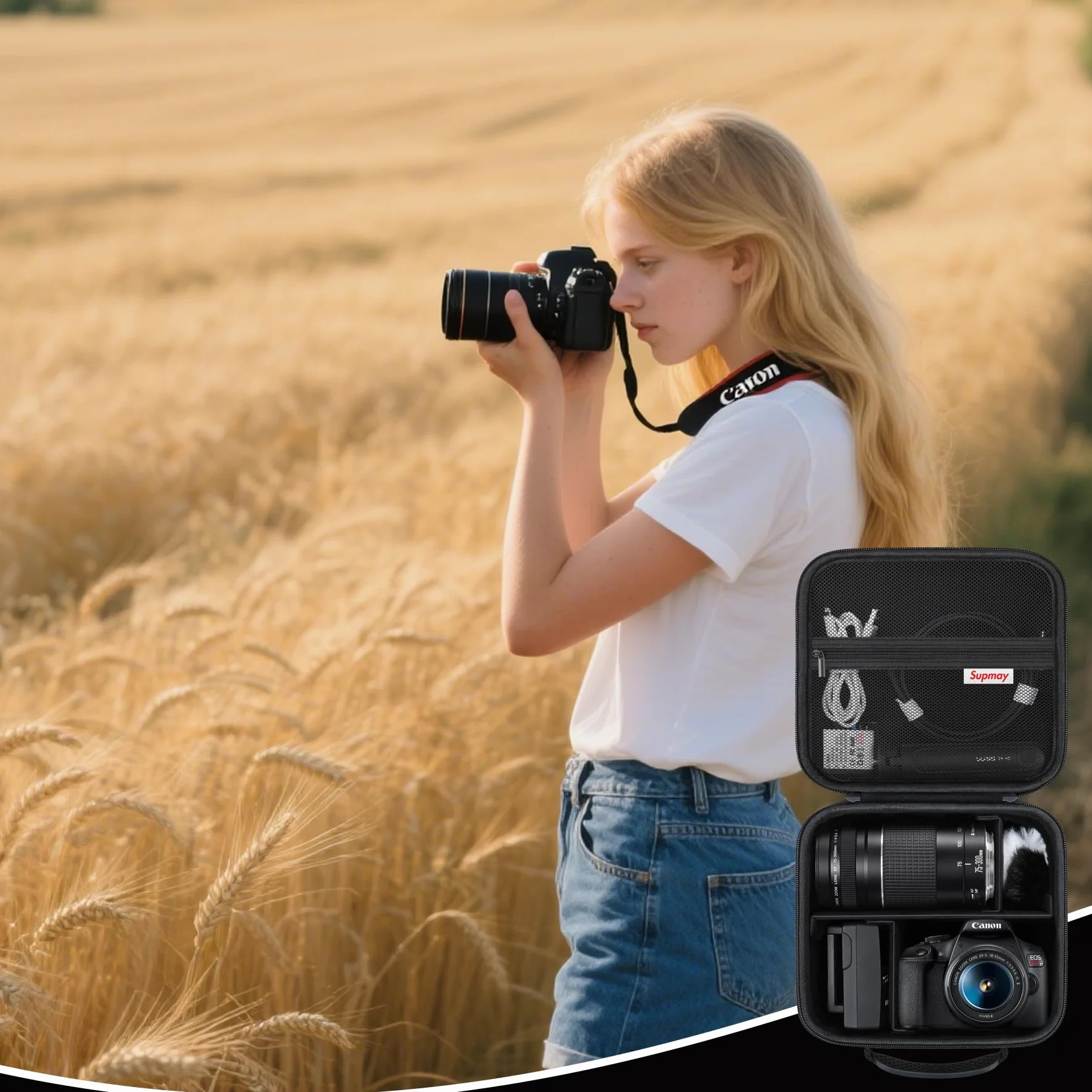 Étui de Voyage Dur pour Canon EOS 2000D / 4000D / R50 / R6 Mark II / R100 / R50V / R8 / R7 / R10 Noir