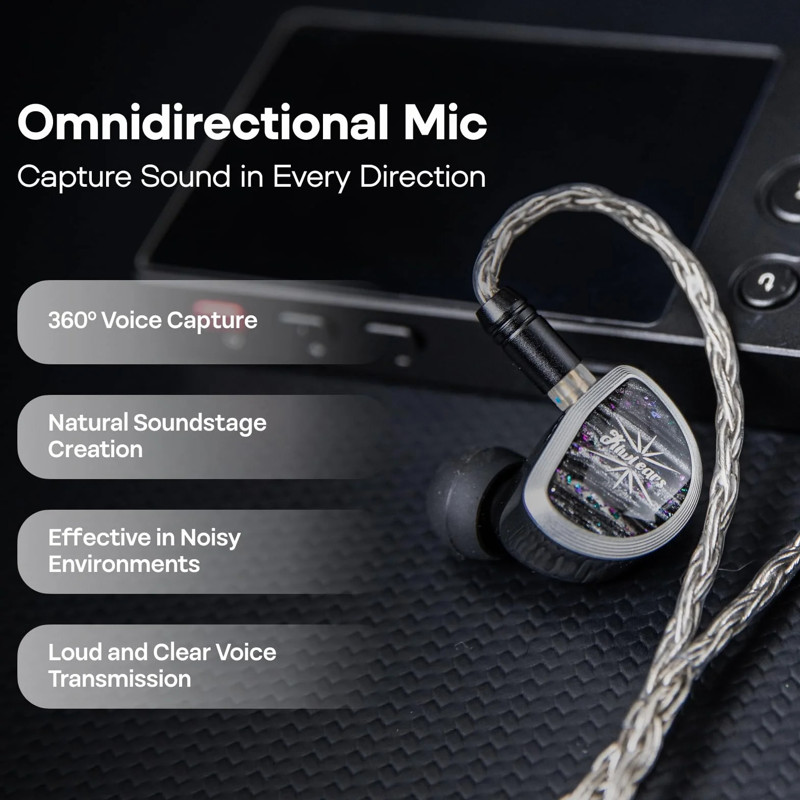 Linsoul Tripowin Zonie Câble de Mise à Niveau des IEMs HiFi, avec Omni Mic, Câble d’écouteur SPC plaqué Argent à 16 âmes, Type C/3,5mm Fil Anti-enchevêtreme de 1,25m (3,5 mm, 2 Broches 0,78 mm)