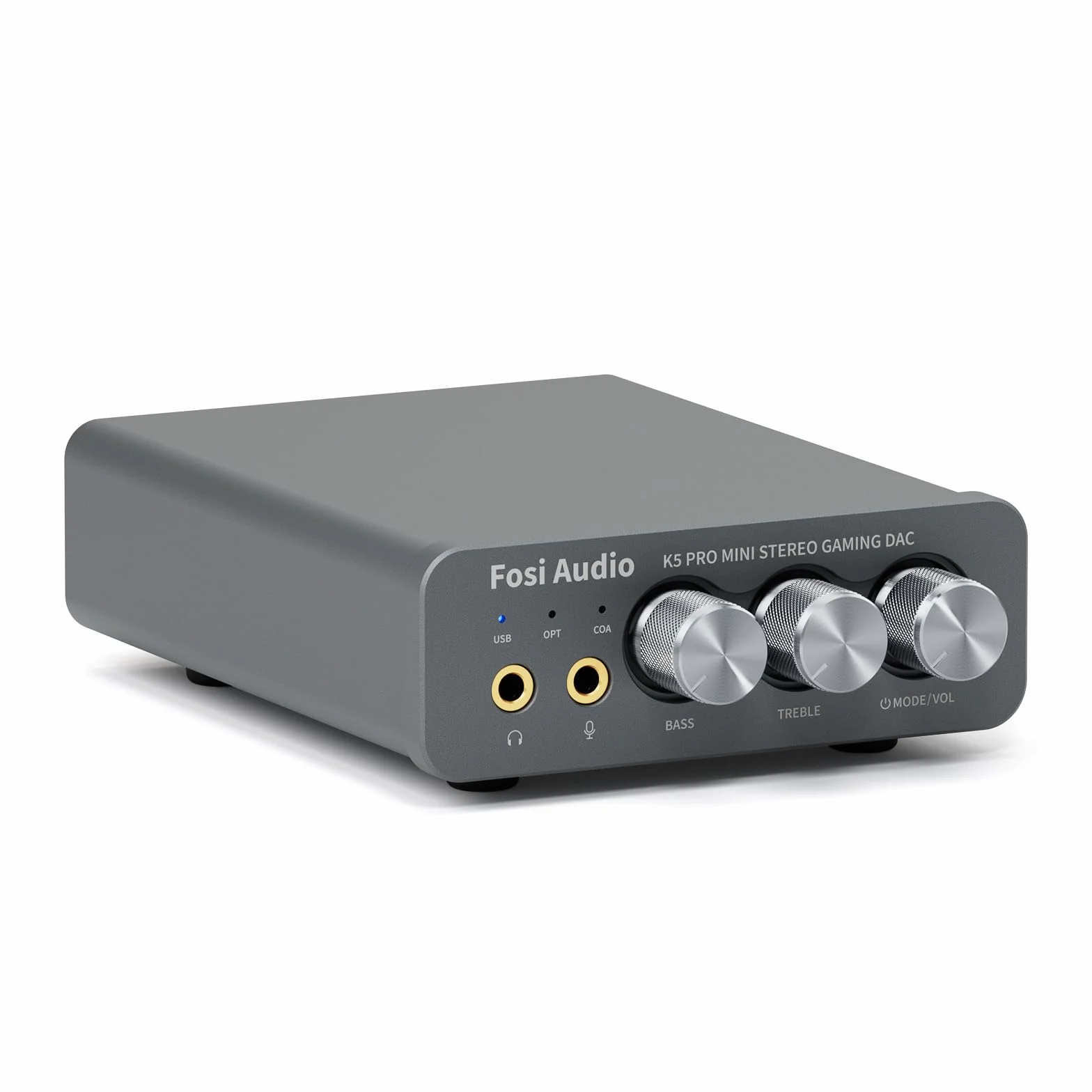 Fosi Audio K5 Pro Amplificateur Casque USB C DAC HiFi, Entrées USB/Optique/Coaxiale/Microphone vers Sortie AUX/RCA 3,5 mm, Ampli DAC de jeu Haute Résolution pour PS5/PC/MAC/Haut-Parleurs Actifs