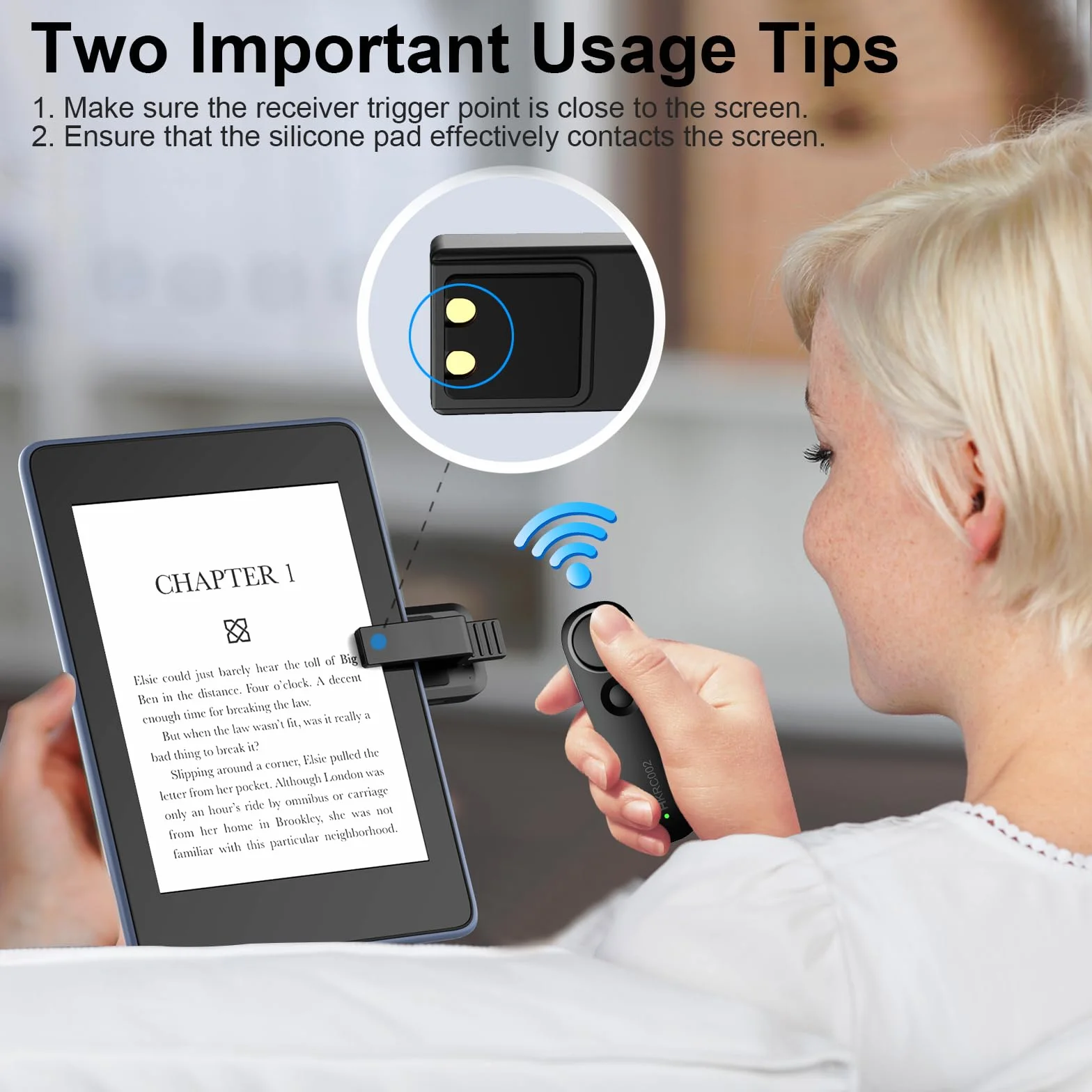 Télécommande Tourne Page Commande pour la Lecture Kindle Paperwhite Oasis Scribe eReaders, Accessoires pour la Kindles, Tourneur de Pages E-Reader de iPad iPhone Tablettes, Noir
