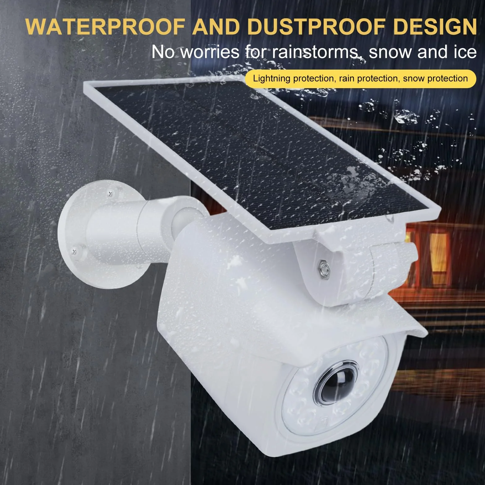 Lampes solaires d'extérieur avec détecteur de mouvement Lampes solaires LED avec caméra factice Caméra de surveillance factice 360° Panneau solaire pivotant à 120° 5V/1.5W 2200mAh IP65 Blanc.