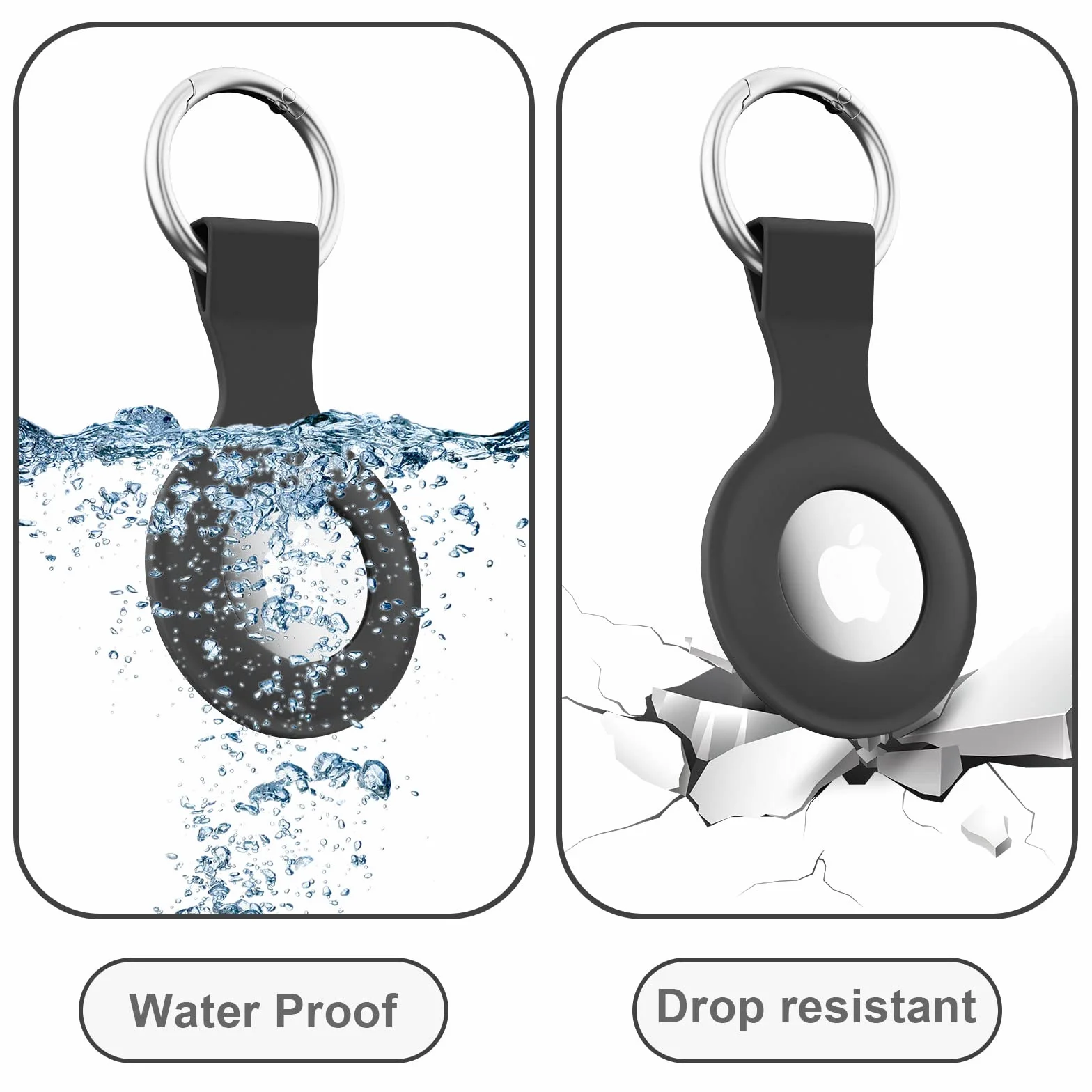 Oumida Coque AirTag Porte Clés pour Apple Airtag, Étuis en Silicone pour Apple Airtag avec Porte Clés, Mini Coque de Protection pour Apple AirTag Tracker pour Sacs à Dos