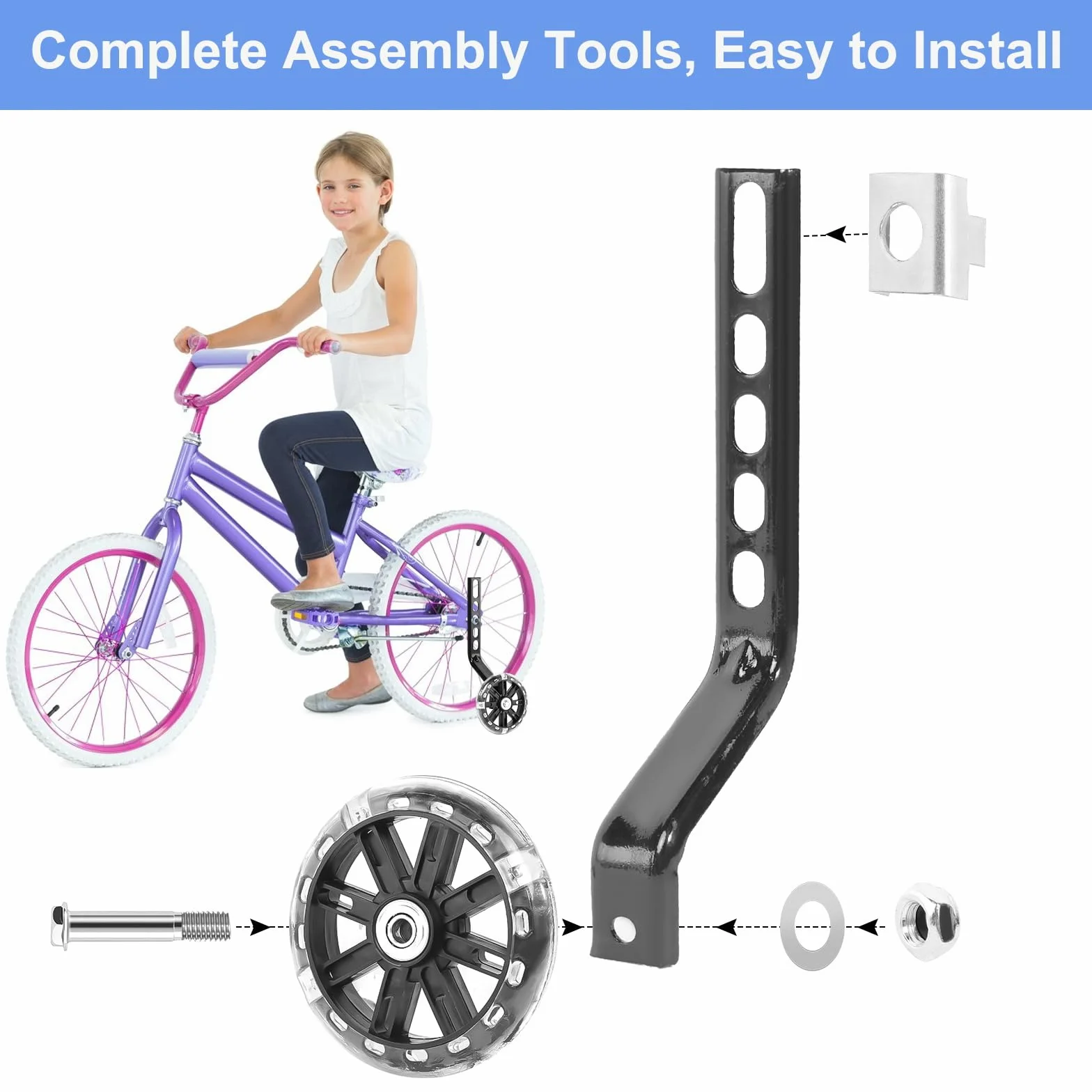 Stabilisateurs de vélo, Roulette Velo Universelle, Roues de Support Réglables 12-20 Pouces