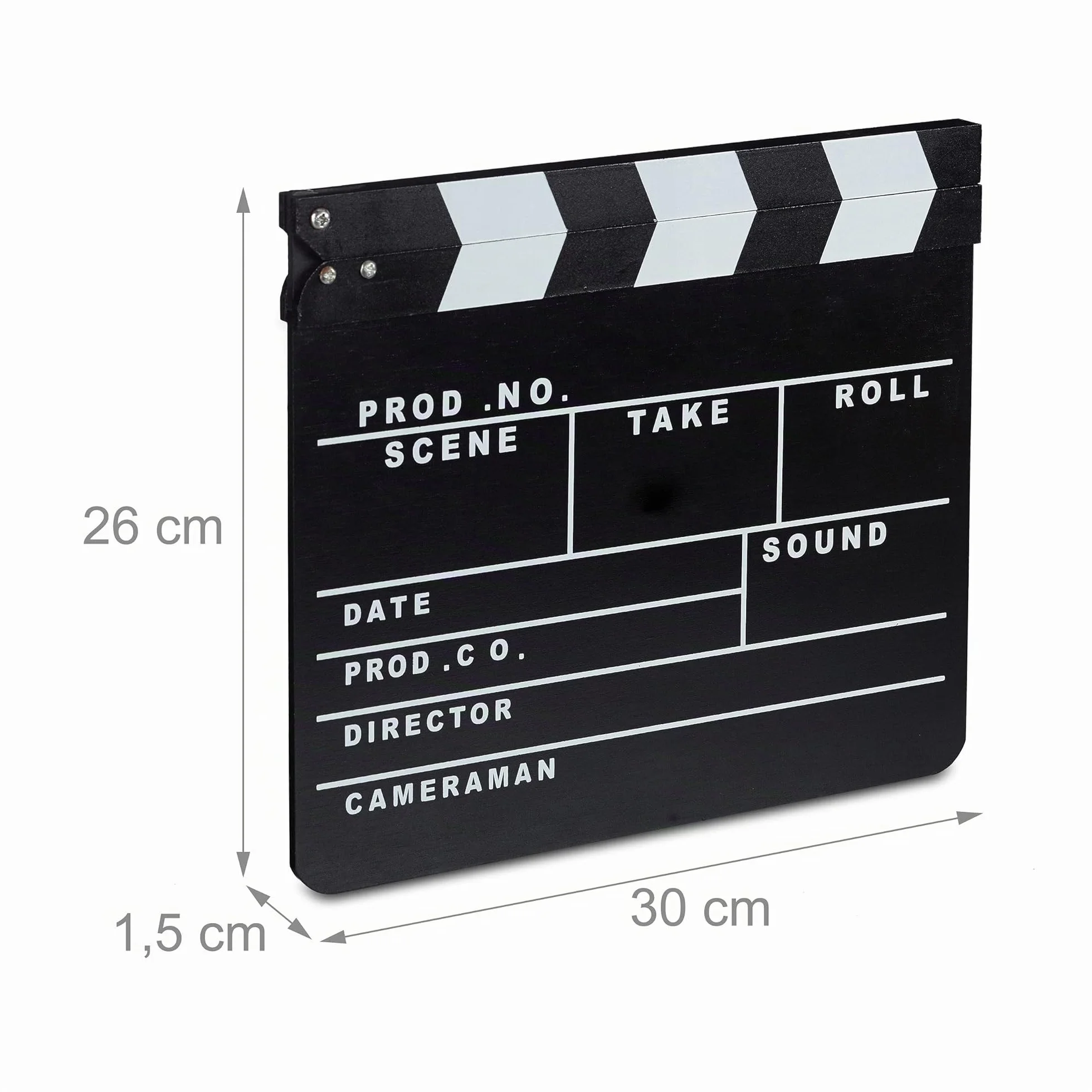 Relaxdays Clap de cinéma, Lot de 2, Hollywood, Film, clapet, Couper Les scènes, Inscription, déco, HxlxP: 26 x 30 x 30 cm, Noir