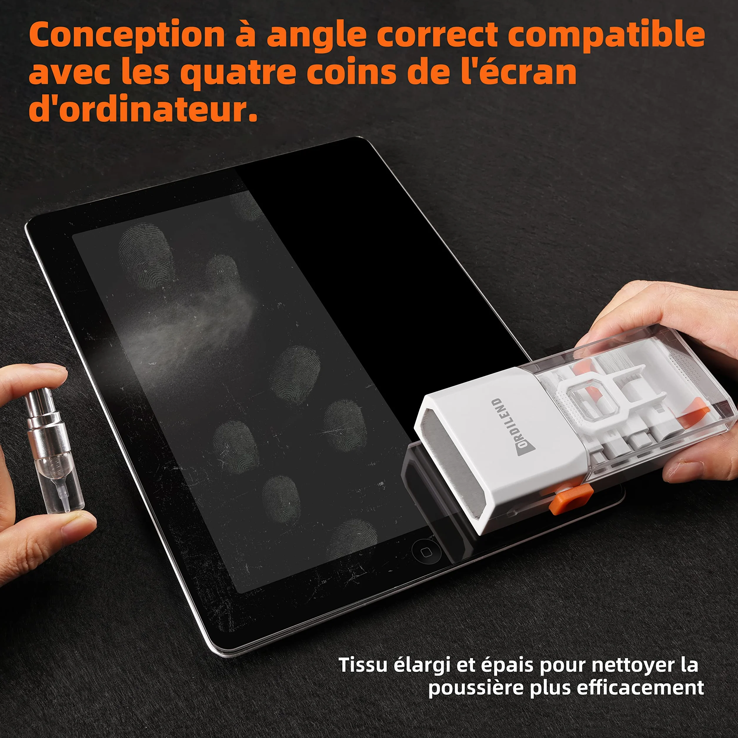 Ordilend Kit de Nettoyage pour iPhone Airpods Claviers Ordinateurs et Tablettes,Nettoyeur d'écran Multifonctionnel pour Ecouteurs,Téléphones,Appareils Photo,Tout-en-Un avec Brevet-Blanc