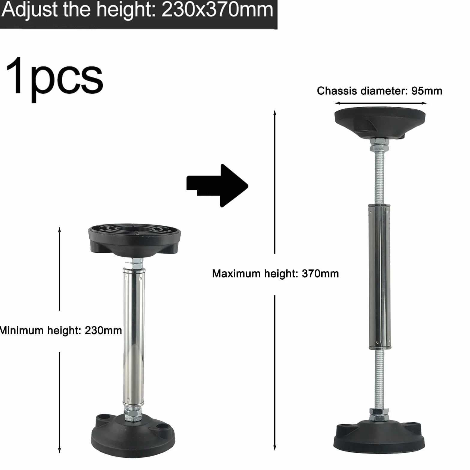 Barre de support télescopique robuste pour armoire - Hauteur réglable - Charge maximale de 300 kg (23-37 cm)