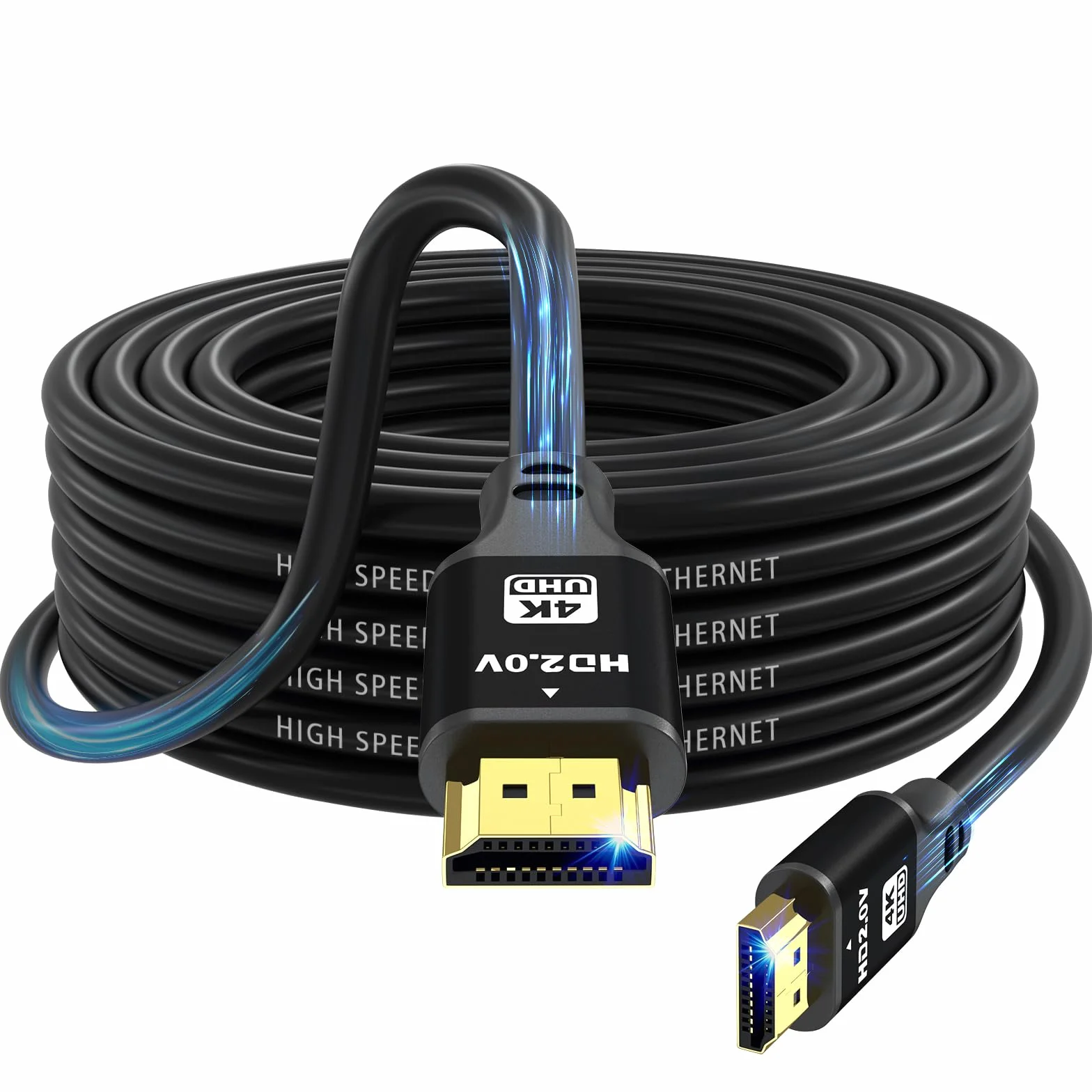 charlore Câble HDMI 12m (HDMI 2.0, 18 Gbit/s 4K@60Hz) Connecteurs plaqués or ultra haut débit, compatible avec Blu-Ray, Playstation, Ordinateur Portable, PS34/5, PC, HDTV