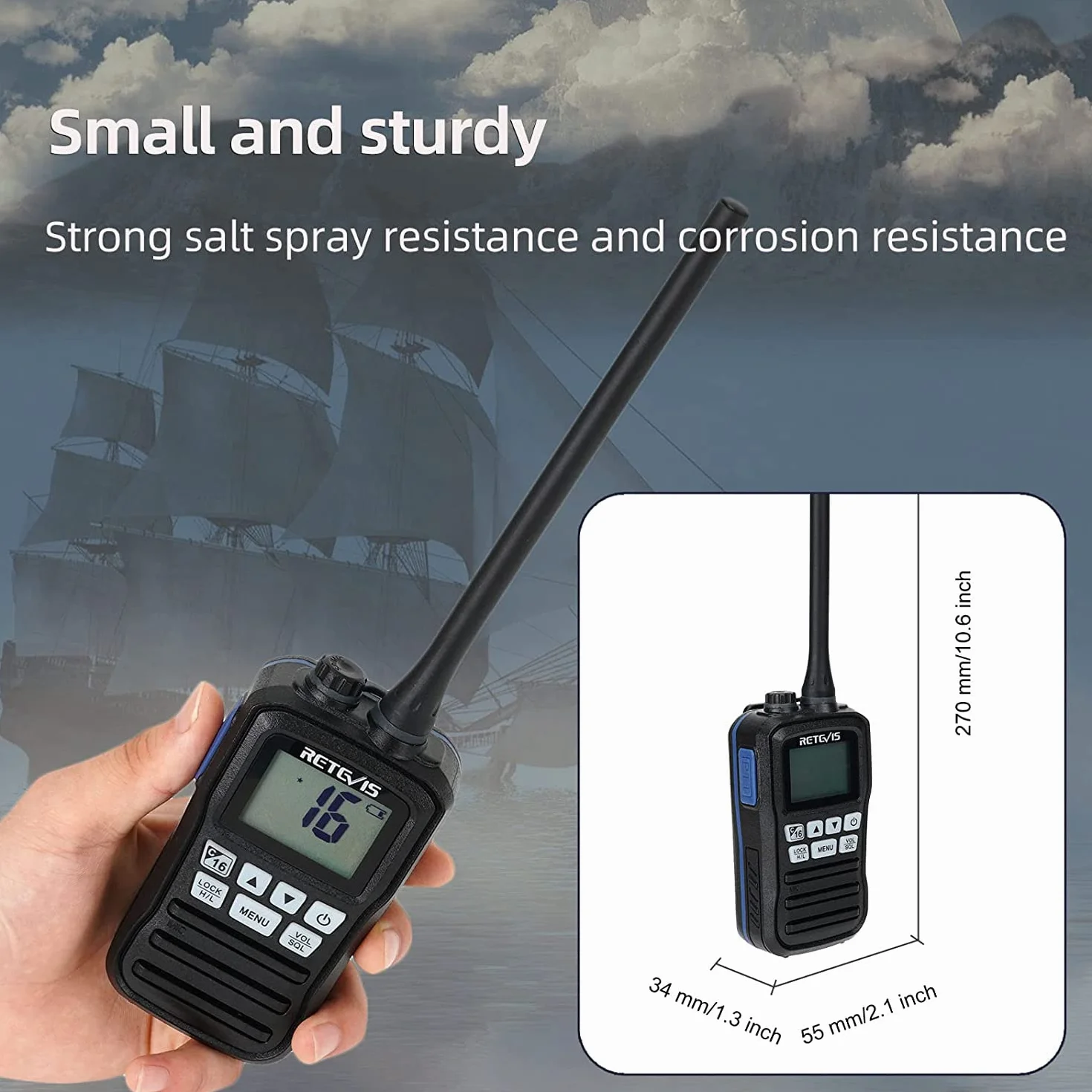 Retevis RM01 Marine Radio VHF Portable Étanche IP67 88 Canaux Talkie Walkie Marine Noir