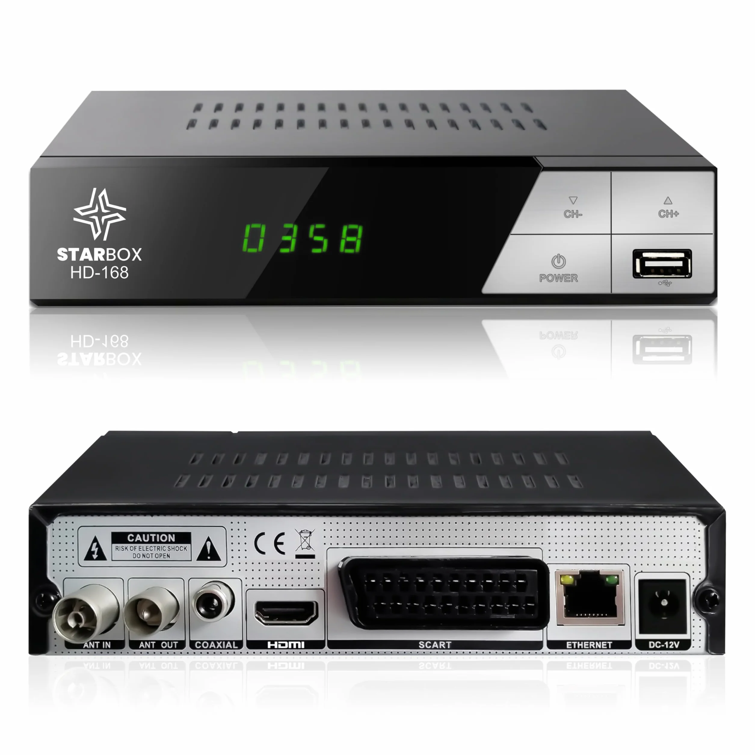 Décodeur TNT HD Star Box DVB-T2 DVB-C H.265 Full HD 1080p USB HDMI péritel télécommande 2 en 1
