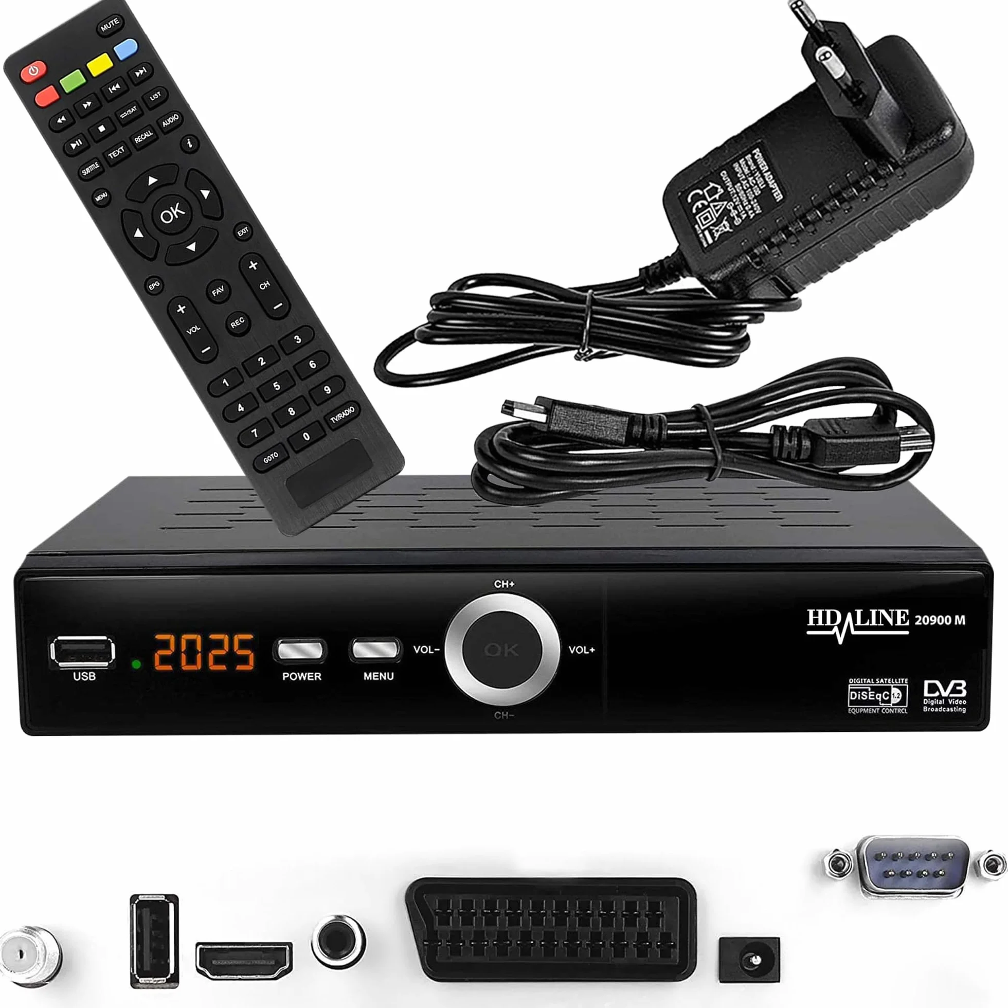 Hd-line 20900 Récepteur Satellite DVB-S2 Full HD 1080p HDMI SCART USB 2.0