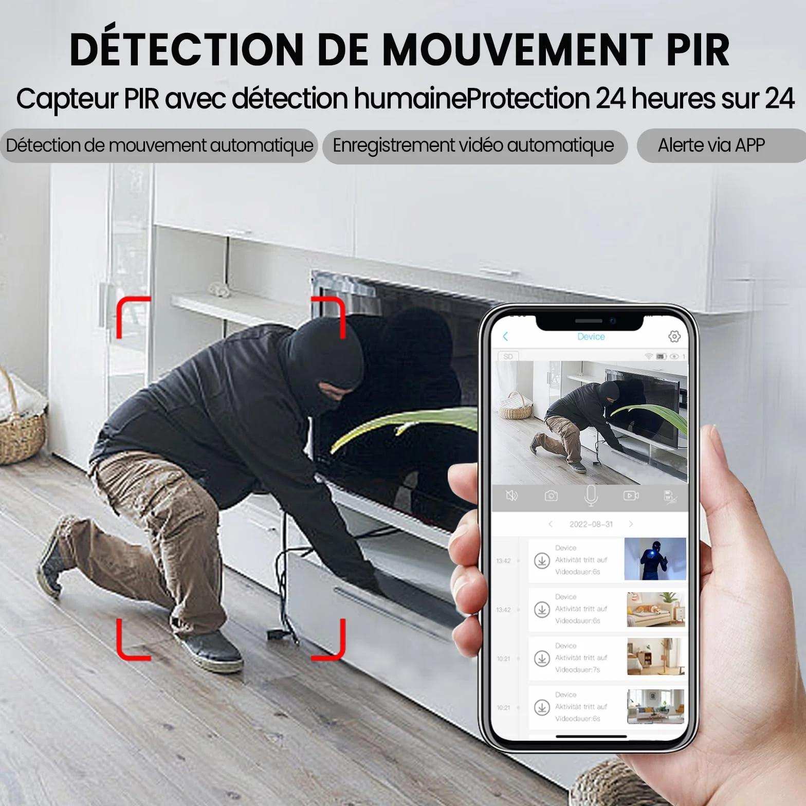 Javiscam Mini Camera WiFi 4K Surveillance Intérieur Extérieur Sans Fil Batterie Longue Durée Détection Mouvement Vision Nocturne