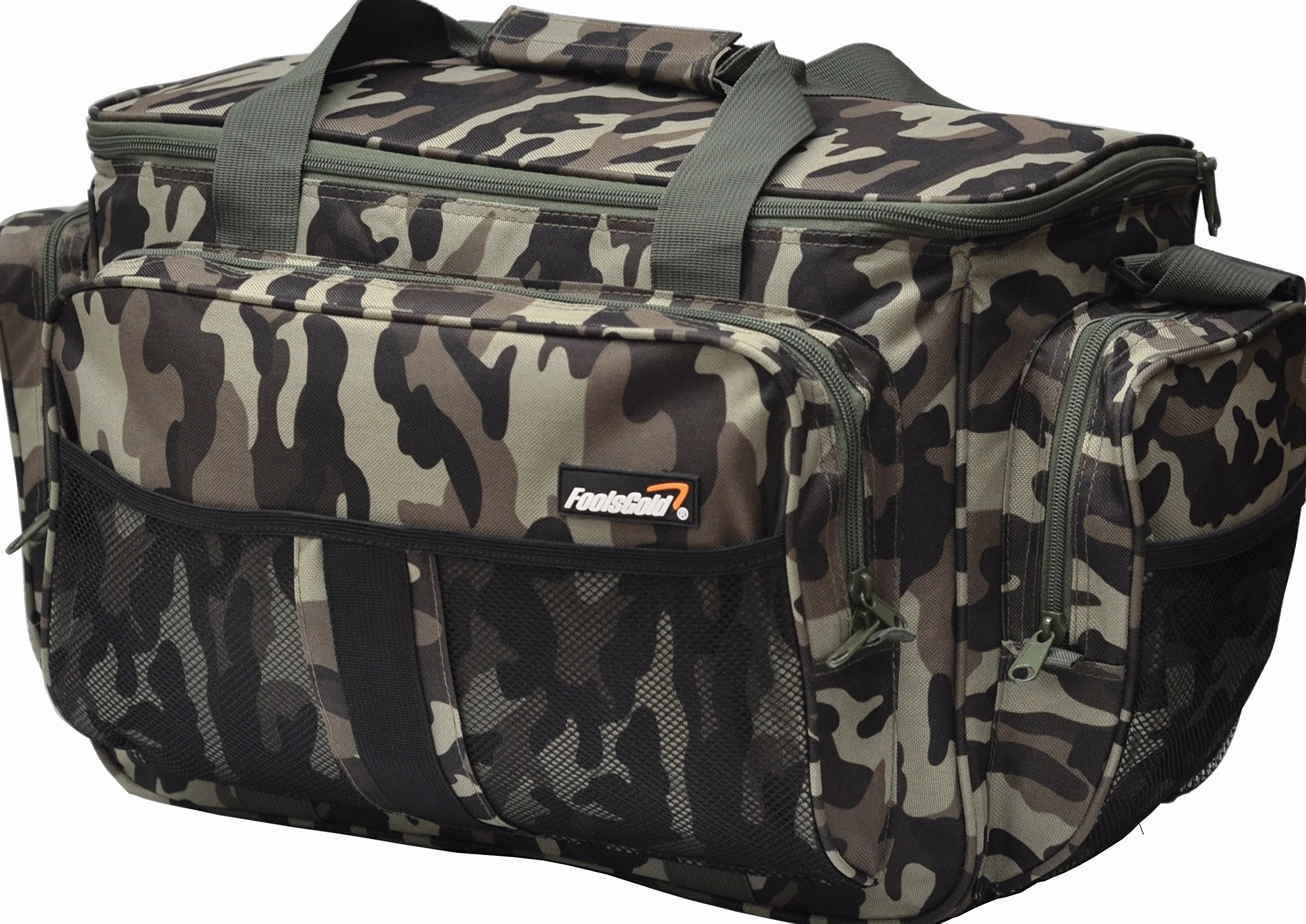 Grand sac fourre-tout de pêche isolé camouflage foolsGold