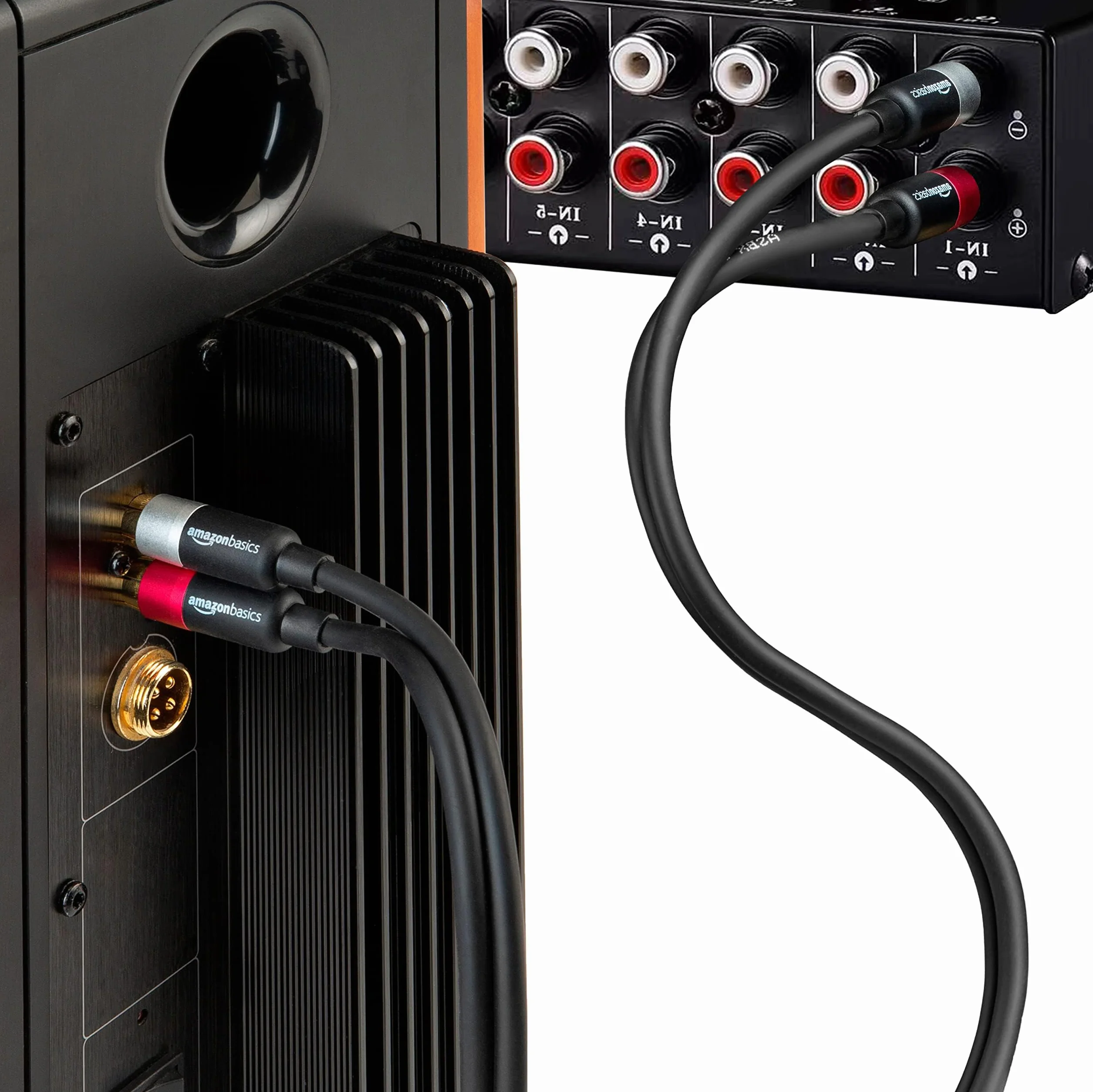 Amazon Basics Câble audio RCA 2 prises mâles vers 2 mâles, 10 m, noir
