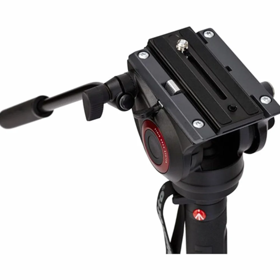 Manfrotto Video Monopod XPRO+, Tige de Stabilisateur pour Appareil Photo et Vidéo à 4 Sections en Aluminium, avec Base Fluide, Support Smartphone et Téléphone