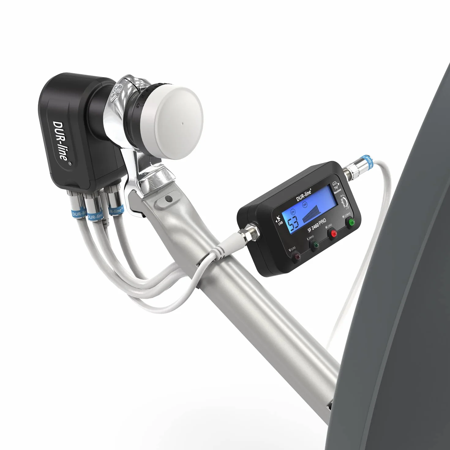 Dur-Line SF 2460 Pro Pointeur Satellite Appareil de Mesure avec câble F Signal sonore écran LCD Astra Hotbird