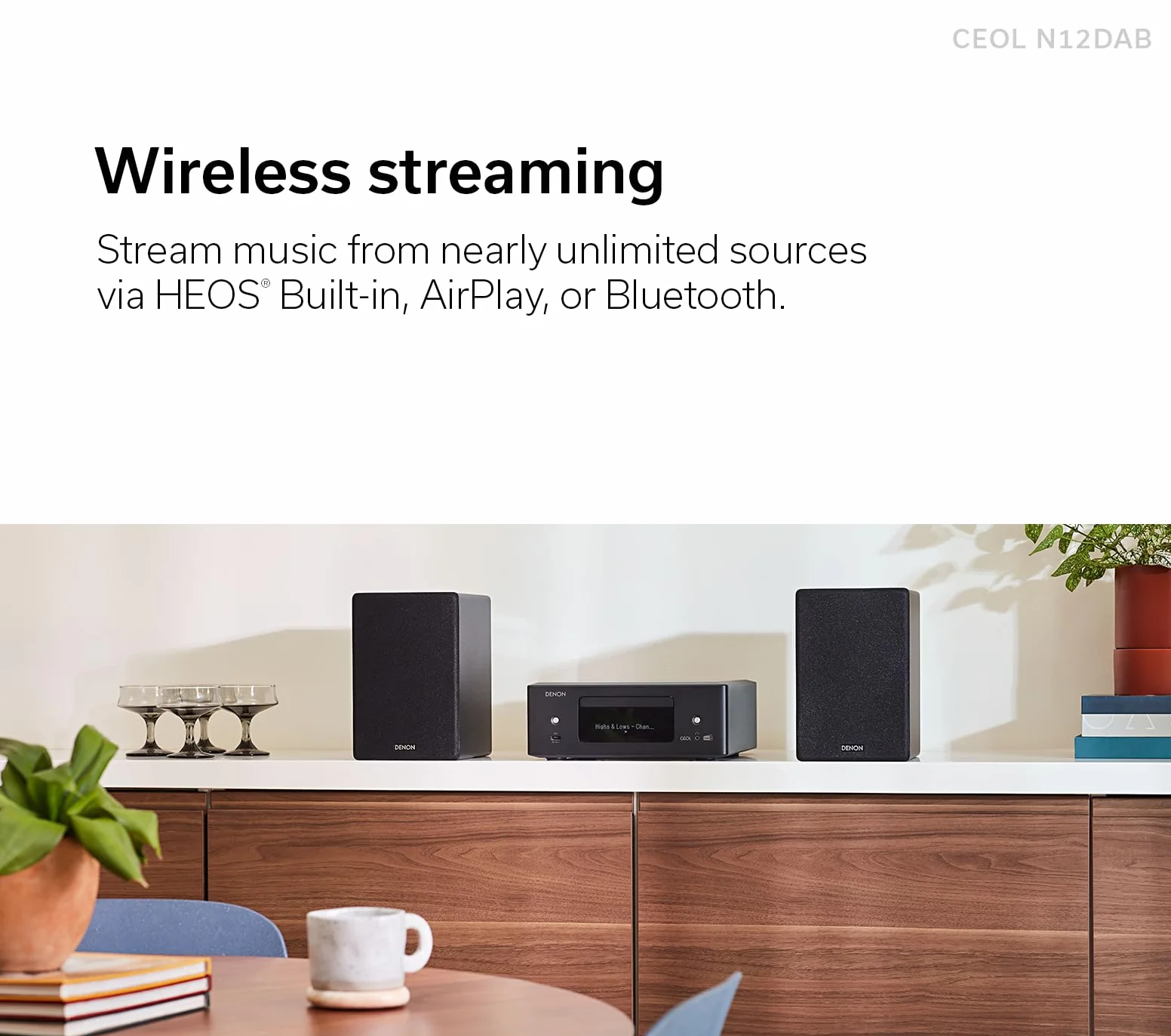 Denon CEOL N12DAB Système Tout-en-Un Lecteur CD Radio DAB/FM HDMI ARC HEOS Noir