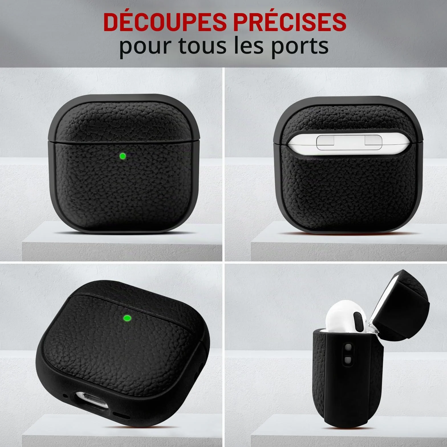 Coque AirPods 4 avec Dragonne, Protection Étui AirPods 4th Generation, Recharge sans Fil Noir