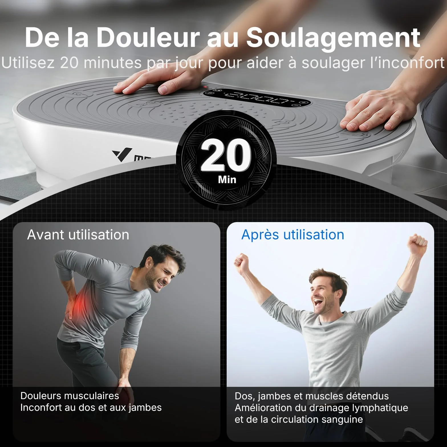MERACH Plateforme Vibrante avec 99 Niveaux de Vitesse, Haut-Parleur Bluetooth Intégré, Écran Tactile LED
