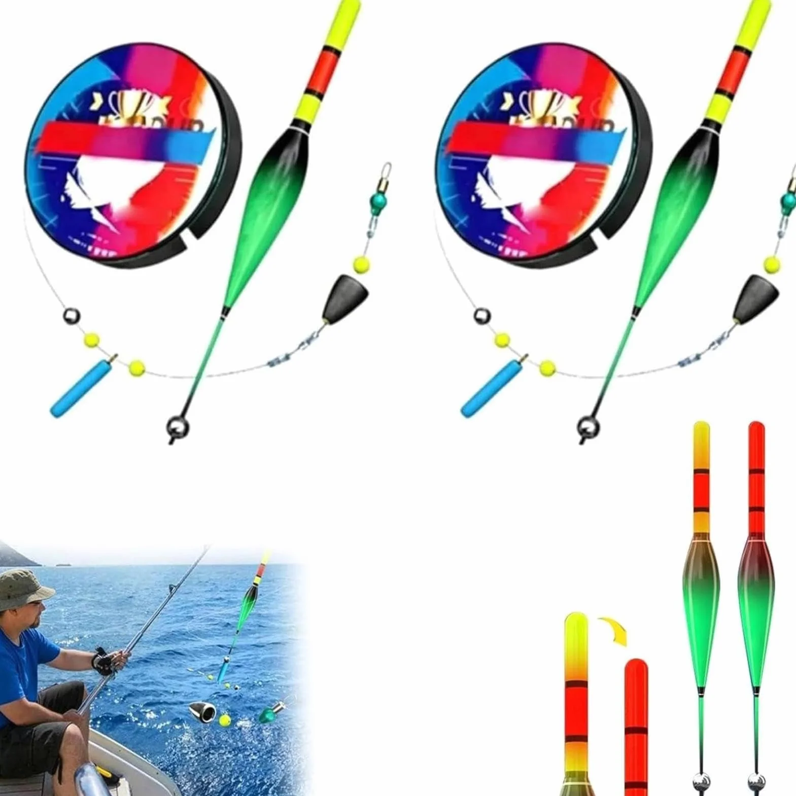 Ensemble De Ligne De Pêche Automatique 100m Pré-Noué avec Flotteur À Changement De Couleur Haute Sensibilité