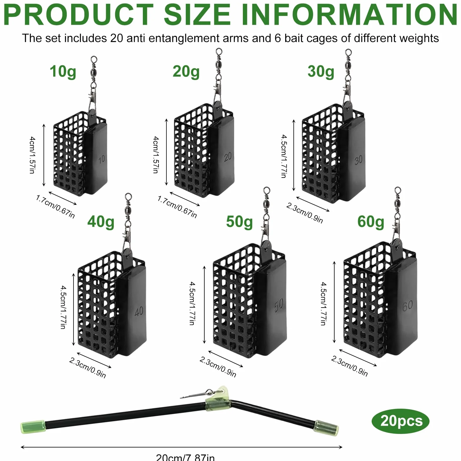 Cage Feeder Méthode Feeder 26 Pièces Métal Émerillons Mangeoires Pêche Rivière Étang 10-60g