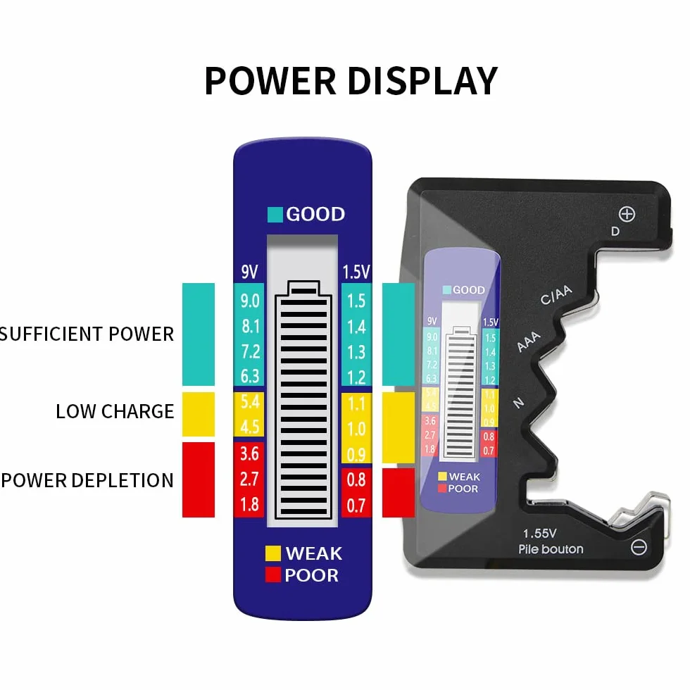 DollaTek 1,5V 9V Batterie Numérique AA AAA LR44 Testeur Universel de Capacité de Batterie de Lithium Vérificateur de Source d'Alimentation Outils de Mesure - Noir