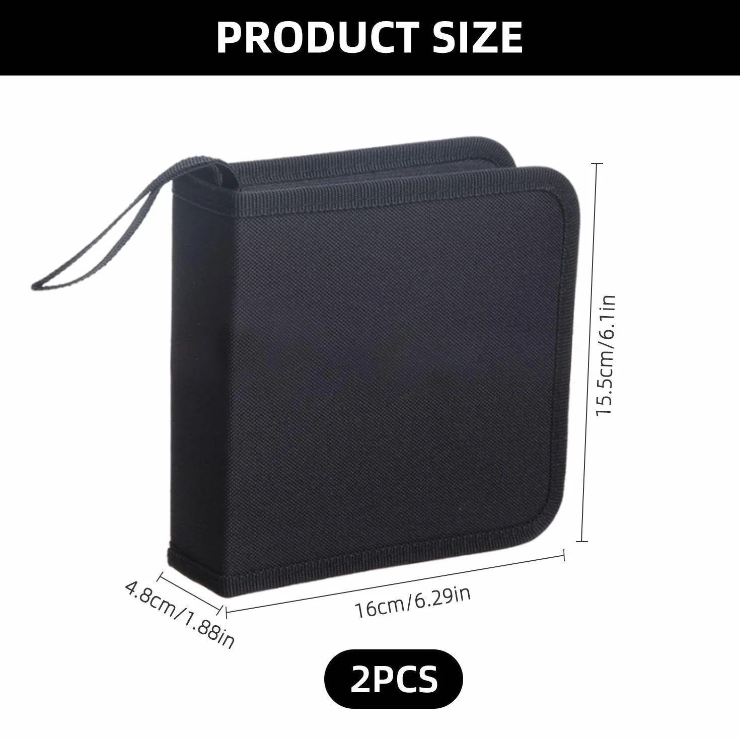 Sac Noir pour CD, Boîte De Rangement pour CD, Sac pour CD en Tissu Oxford pour Voiture, Sac De Rangement Pratique pour DVD, Boîte De Support pour CD De 40 Capacités, 2 Pièces