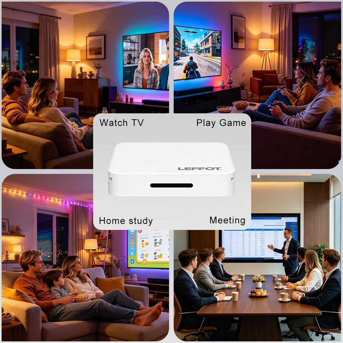 Android 14.0 TV Box 2026, 2Go RAM + 16Go ROM, LEFFOT H313 4K Ultra HD Boitier IP-TV pour Streaming, Support 2.4/5G WiFi 6, 100M Ethernet, Contrôle Vocal, BT 5.4, USB 3.0, HDR10, RK3518 Quad-Core A53