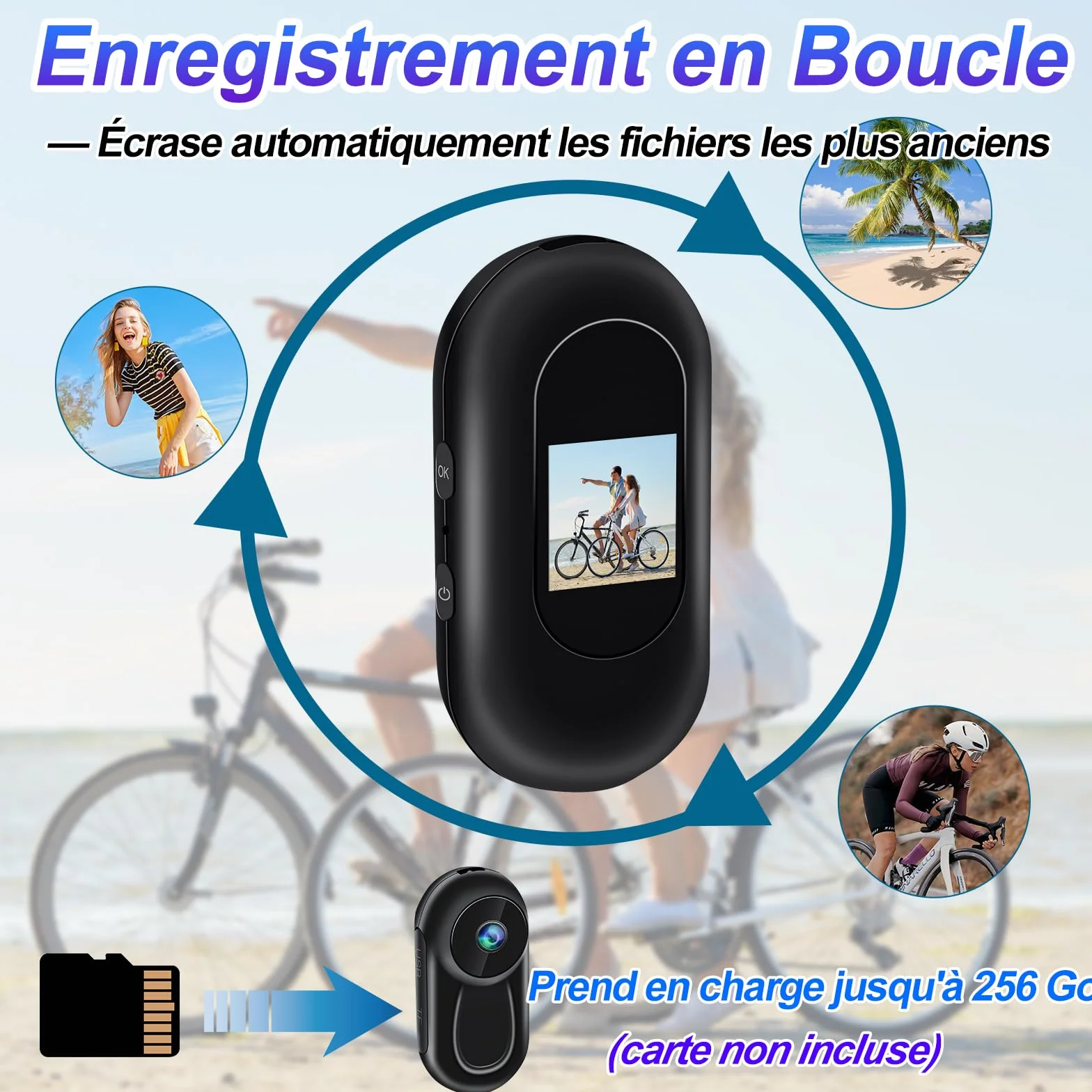 TANGMI Camera Sport Mini, Support Magnétique Moto 360, Dashcam Moto 1080P Grand Angle 120°, Vision Nocturne