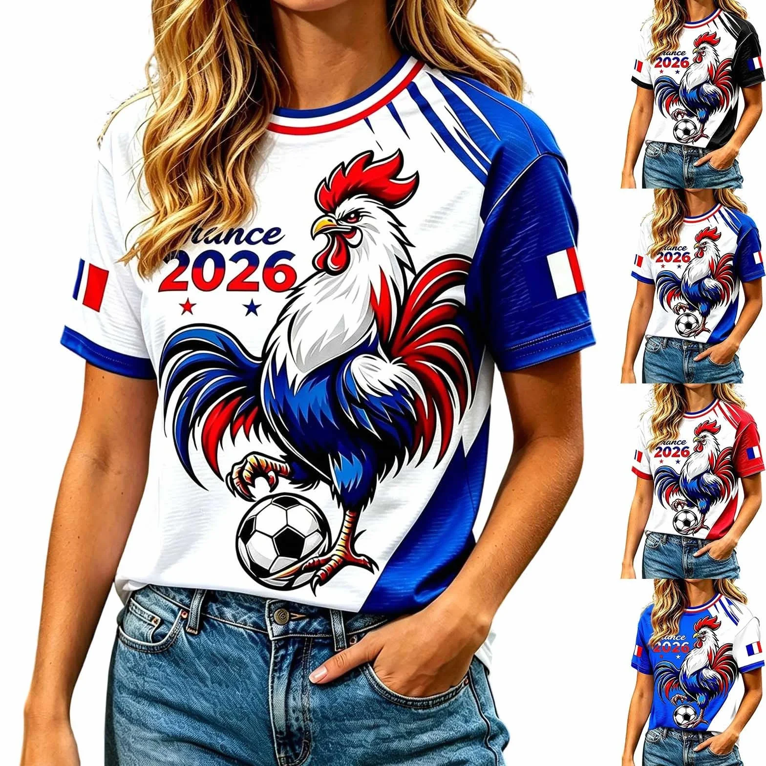 Maillot Femme France 2026, T-Shirt Fan Équipe de France Football
