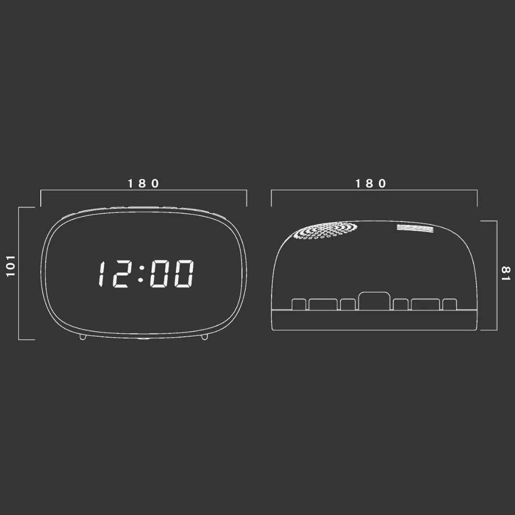 New One CR-100 Radio-Réveil avec Grand Écran LED | Double Alarme, Fonction Répétition, Radio FM, Luminosité Réglable, Alimentation Secteur + Sauvegarde Piles