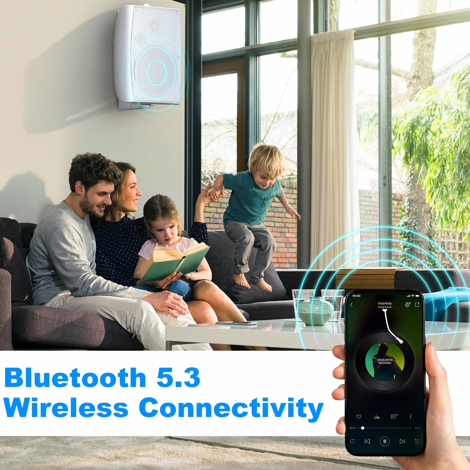 Herdio 8 Pouces 600W Haut-Parleur Bluetooth extérieur, étanche Enceintes d'extérieur, Haut-Parleur Mural résistant avec Paire TWS | Convient aux Grands espaces (Blanc)
