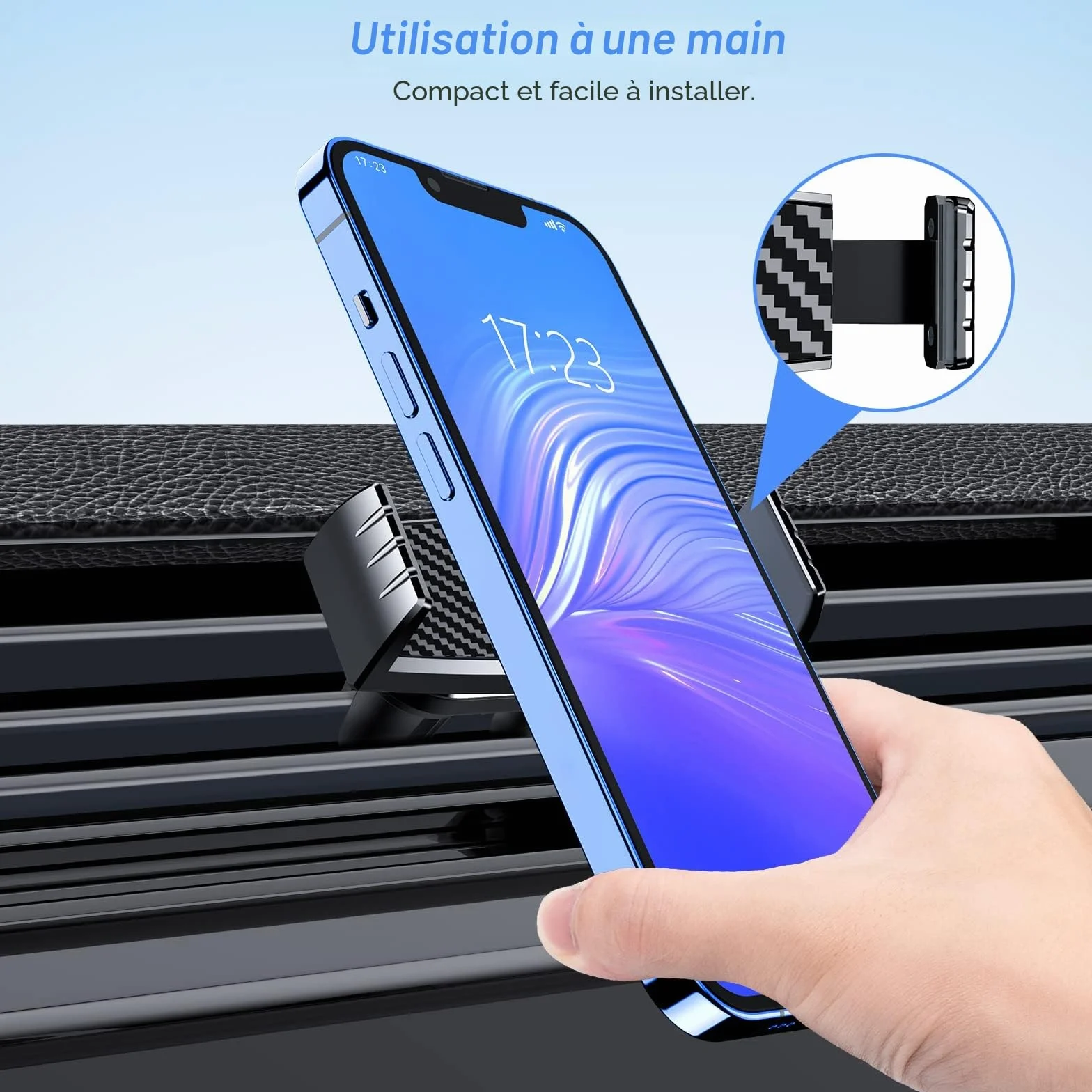 Blukar Support Téléphone Voiture, Porte Telephone Voiture Grille d'aération Support Ventilation, Super Solide Facilité d'utilisation 360°Rotation Compatible avec iPhone 17/16/15 et 4.7-6.7" Smartphone