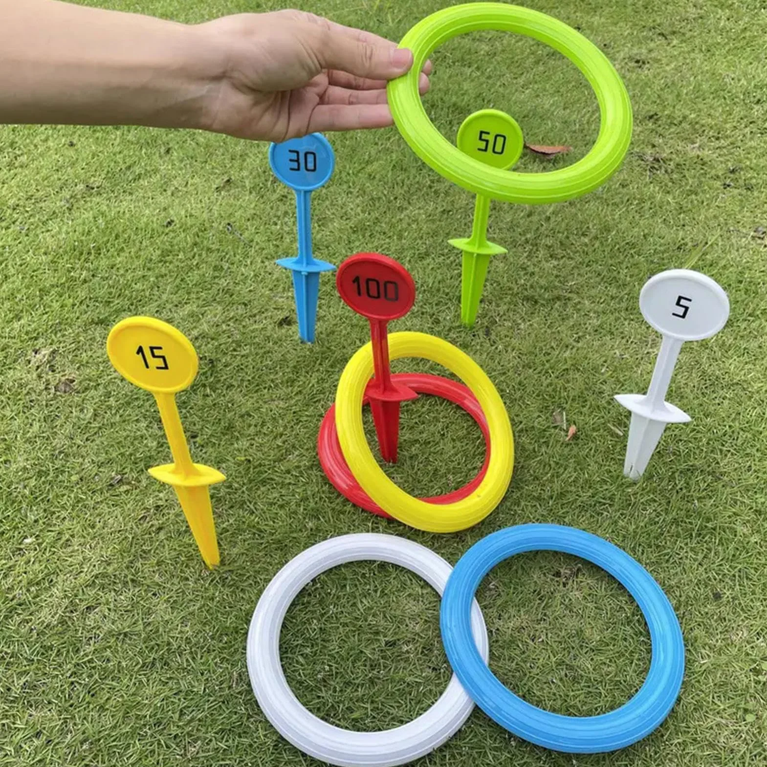 Jeu De Lancer D'anneaux pour Adultes - Jeux Extérieurs Colorés pour Jardin, Accessoire Sportif De Cour