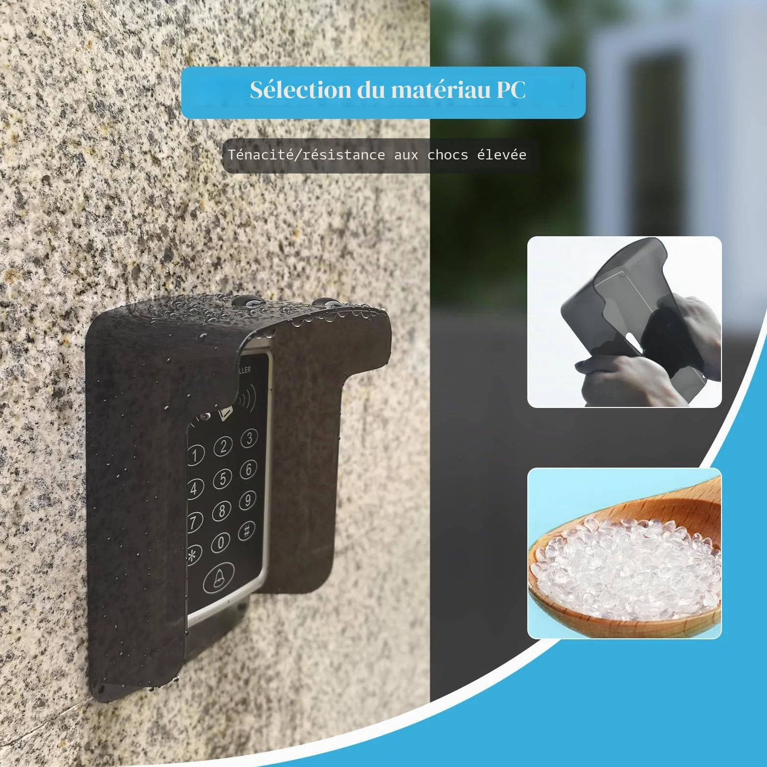 Vidéo Sonnette de Porte avec Protection Contre la Pluie et le Soleil, Sonnette de Porte avec Protection Contre la Pluie, Contrôleur d'Empreinte Digitale, Protection Contre la Pluie, Système de