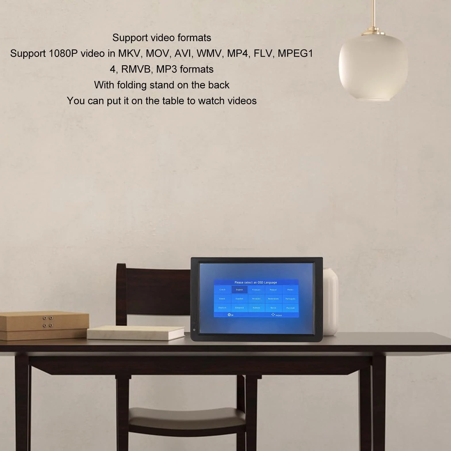 TV Portable 12 Pouces, Télévision Numérique ATSC Rechargeable 1080P TFT LED écran HDMI Lecteur Vidéo, Prise en HDMI, AV, USB, Entrée de Carte TF, pour la Maison, la