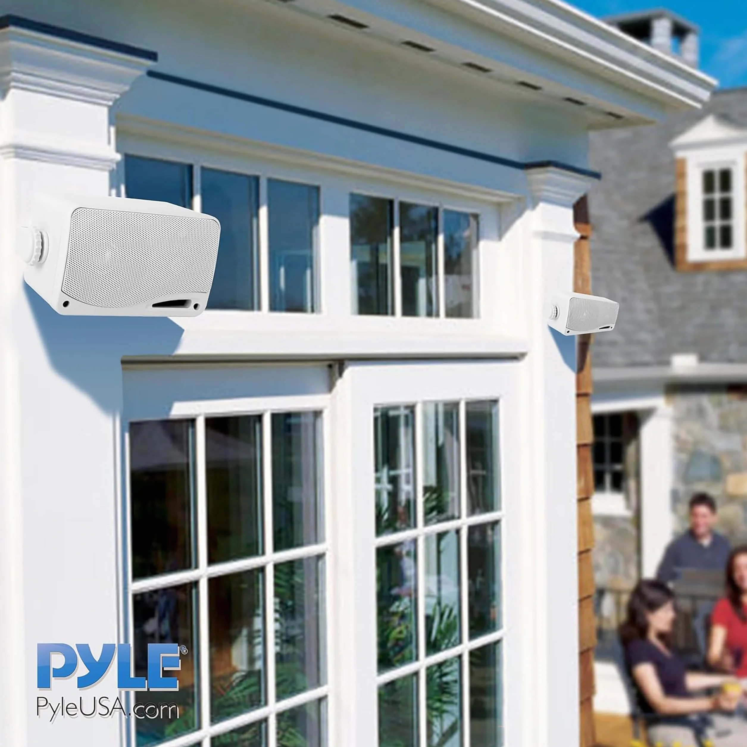 Pyle Enceinte d'Extérieur Étanche 200W 3 voies Haut Parleurs de Montage Marin Blanc