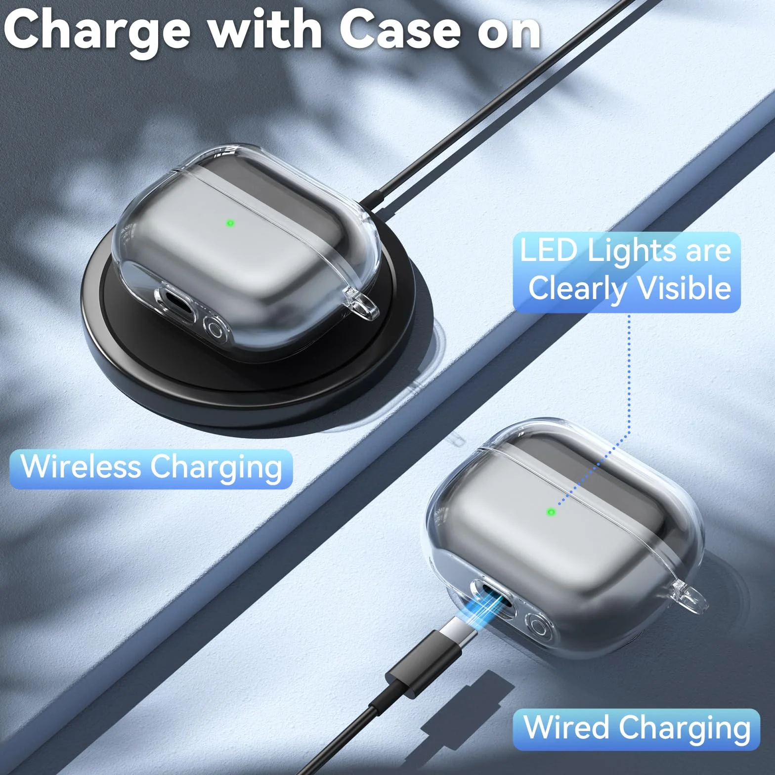 YLK Coque Samsung Galaxy Buds 3 Pro/Buds 3 Étui Antichoc TPU Souple Recharge USB-C Sans Fil Transparent