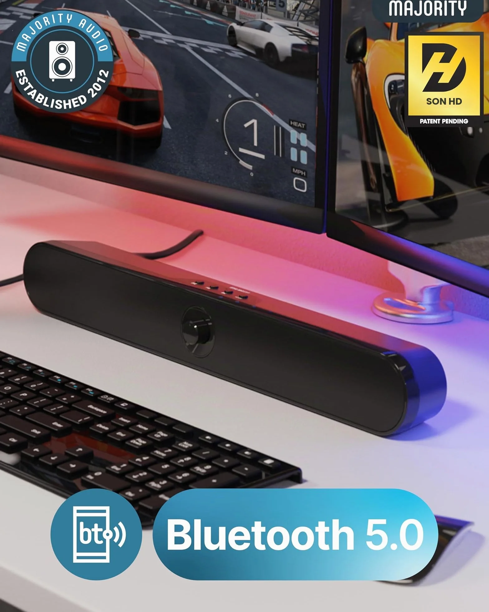 Barre de son Atlas 20W Bluetooth USB AUX portable pour PC TV moniteur