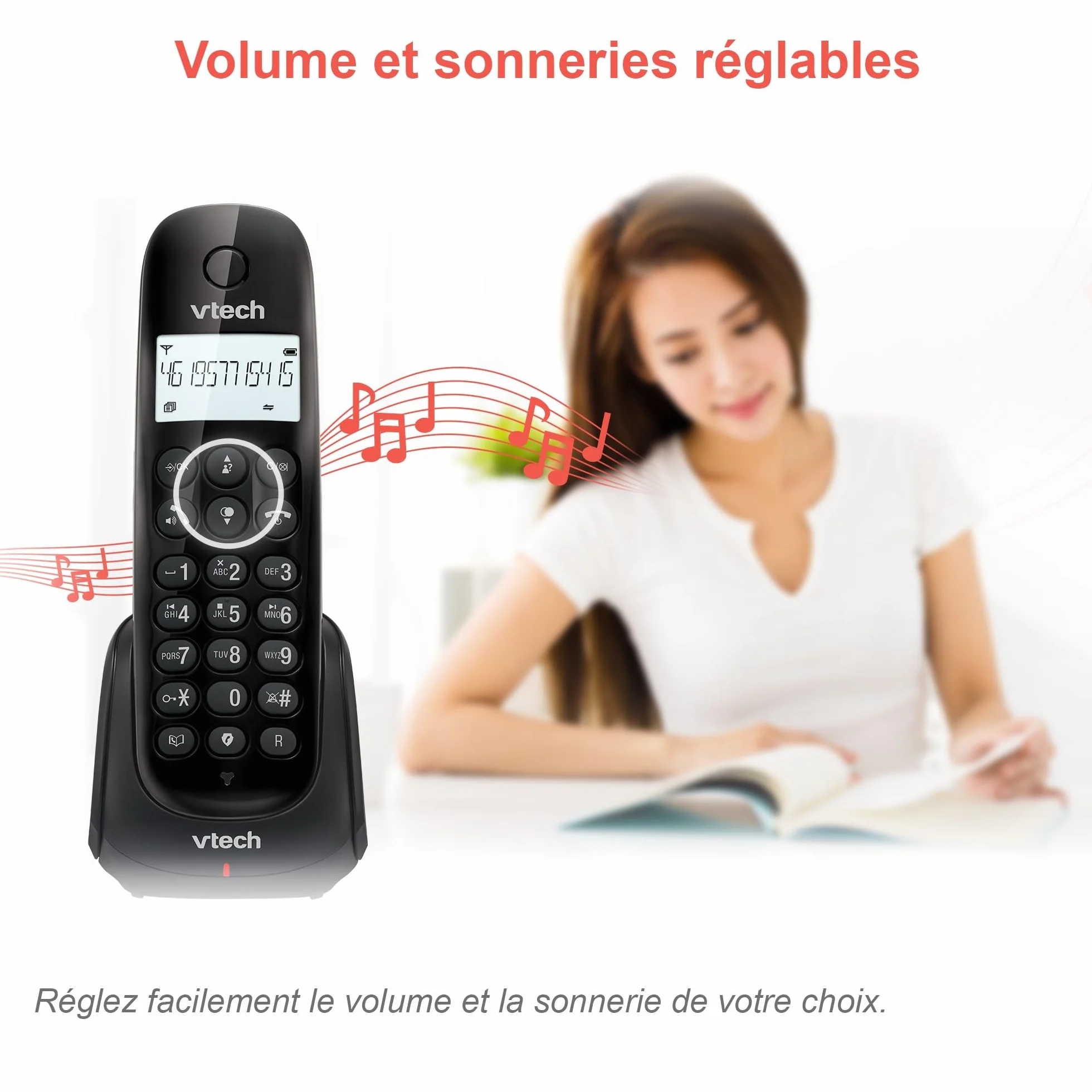 VTech CS1450 Téléphone sans Fil DECT avec Répondeur, Mains Libres, Blocage d'Appels, Identification de l'Appelant, Écran Rétroéclairé