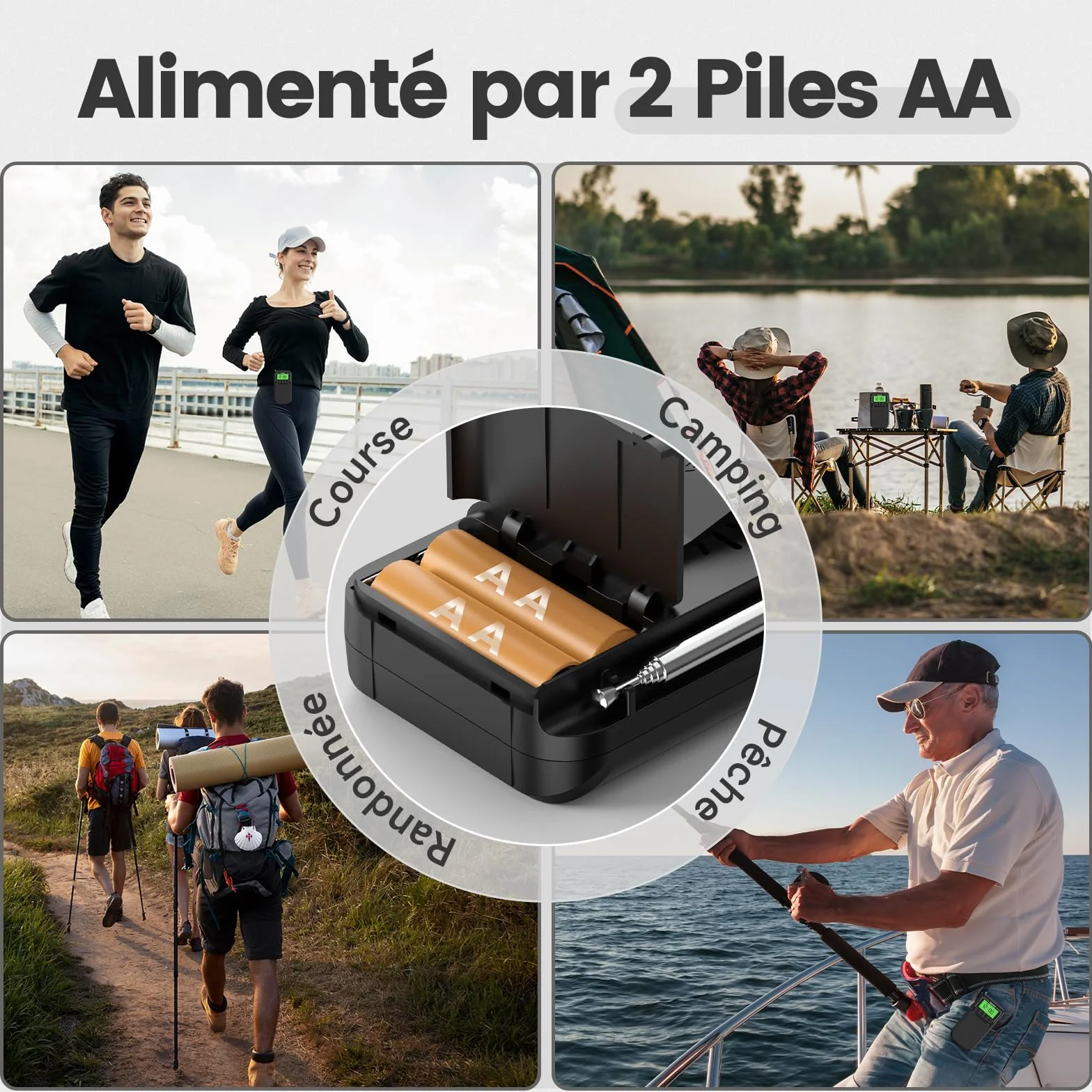 PRUNUS J-128 Radio Portable FM/AM, Réveil, Minuterie de Sommeil, Mini Radio de Poche, Design Anti-Contact, Piles 2xAA