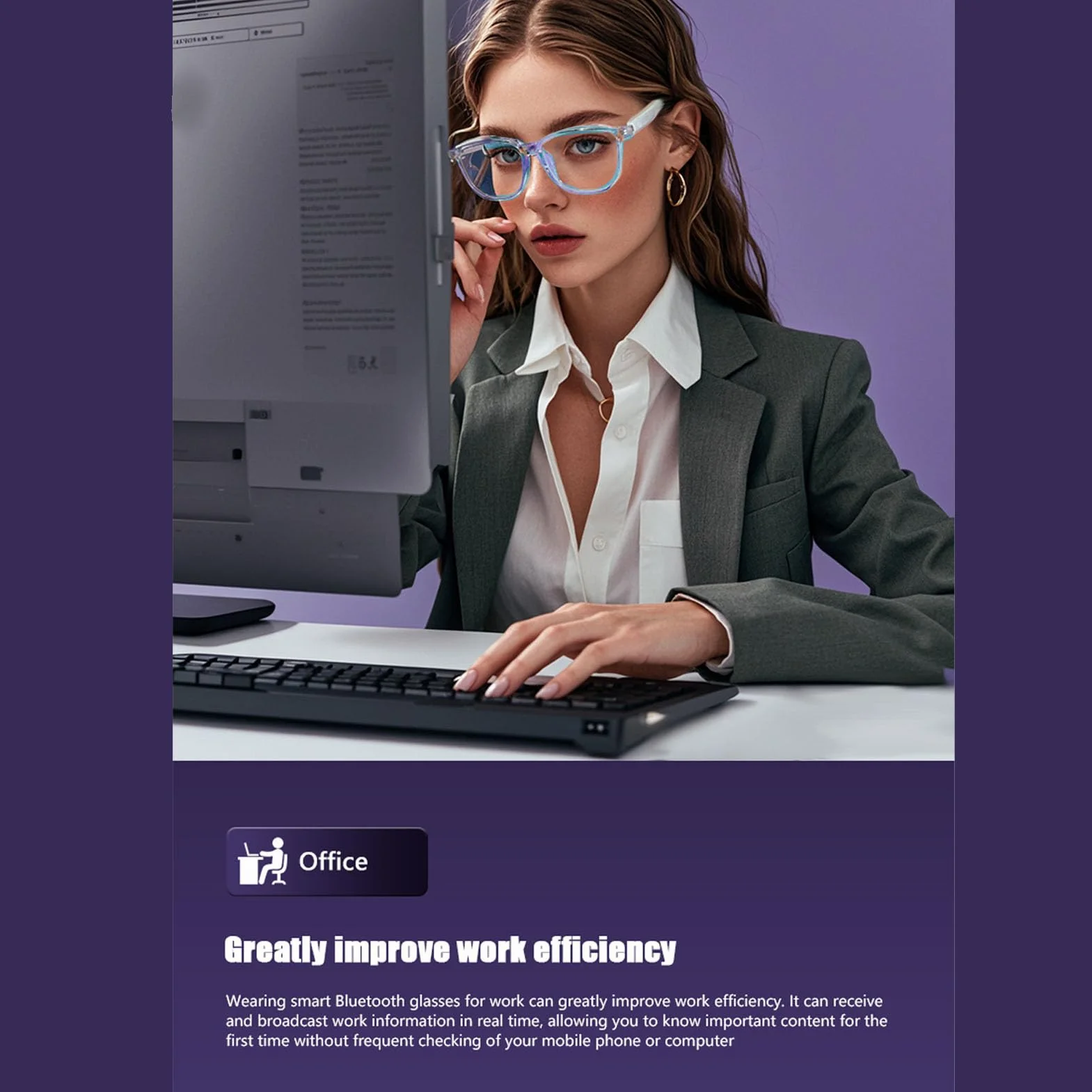 Jectse Lunettes Intelligentes AI avec Caméra, Lunettes D'enregistrement Vidéo HD 1080P, Audio BT, de Caméra de Sport de Plein Air, avec Musique, Appels Mains Libres et (Blue)