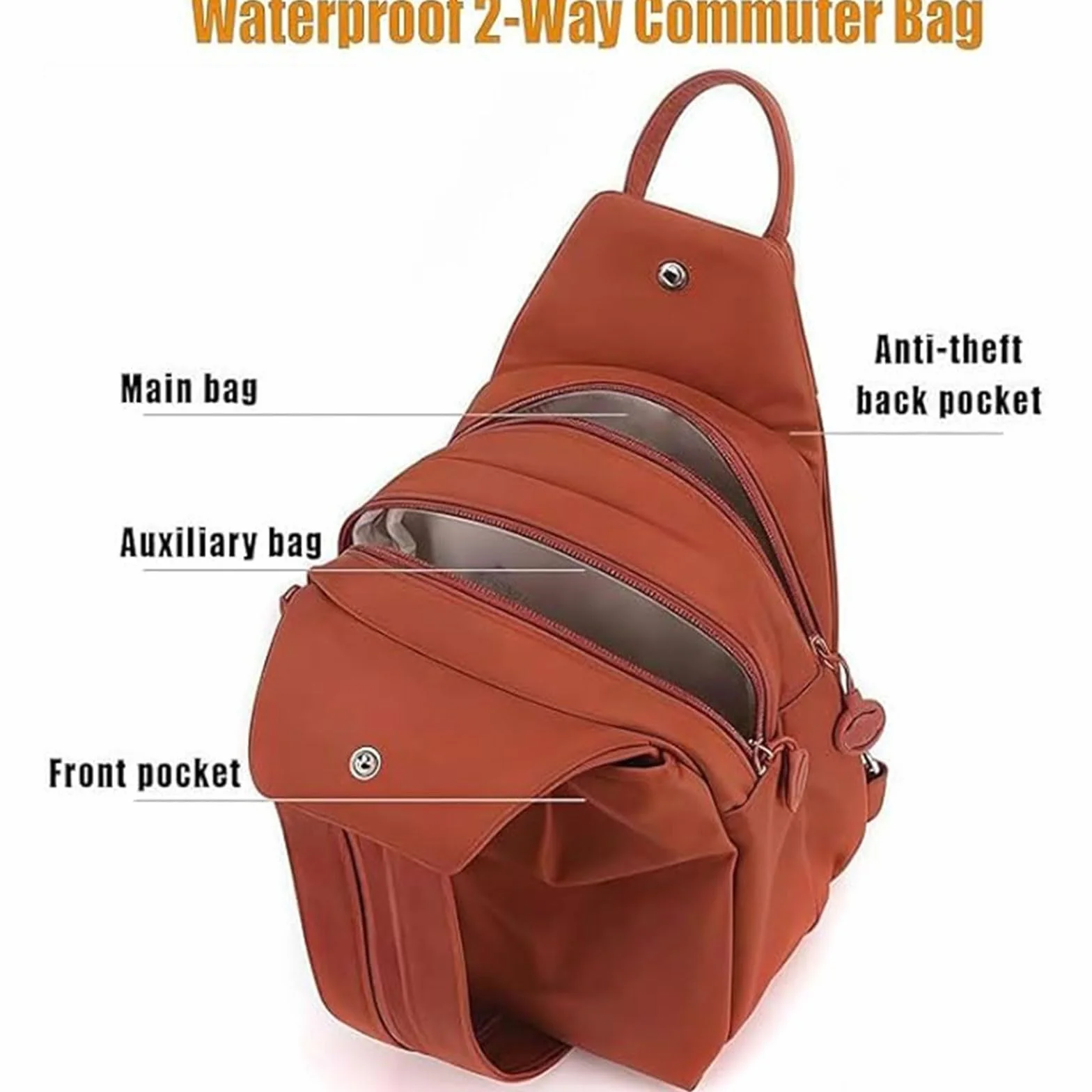 Mini Sac à Dos 3 en 1 Antivol Femmes Grande Capacité Oxford Bordeaux