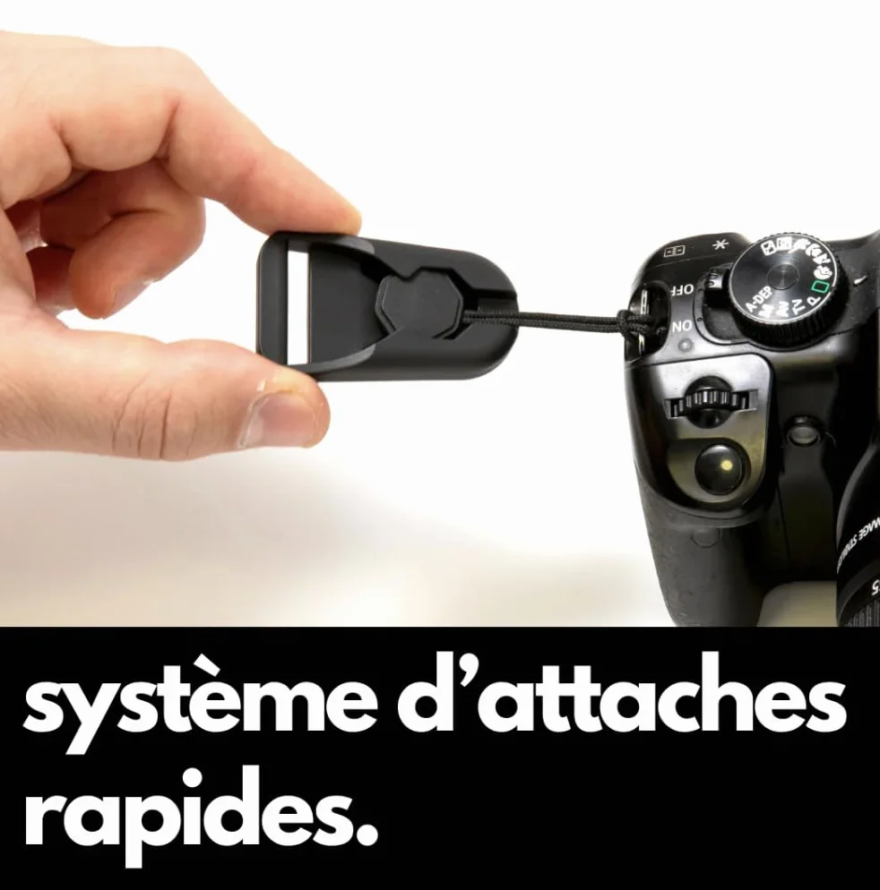 Camstrap - Sangle Appareil Photo et Jumelles Mains-Libres Ultra-Légère et Ajustable, Système d'attaches rapides avec connecteurs, Protection Optimale du Cou et du Dos, Universellement Adaptable