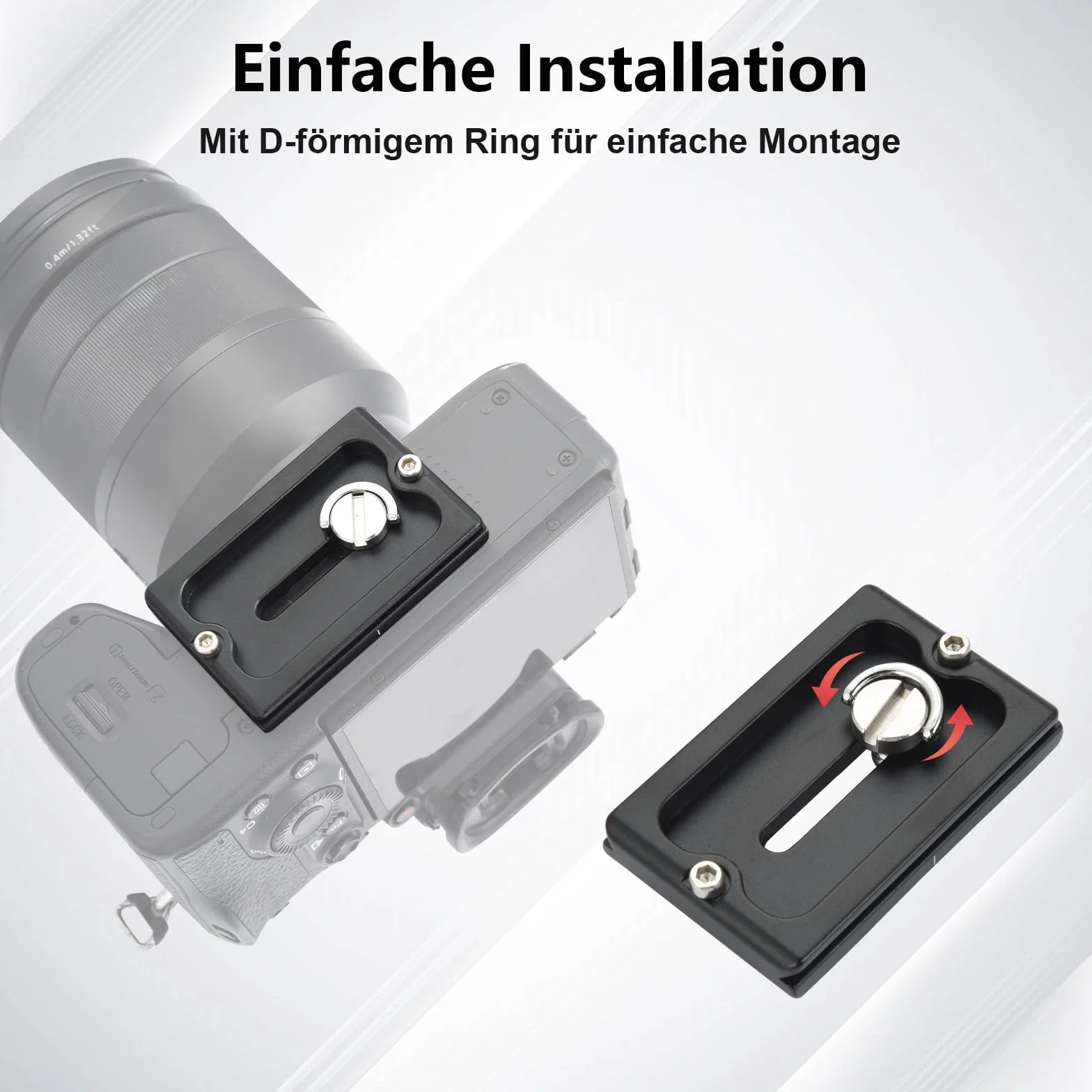 UTEBIT Plaque de Dégagement Rapide PU-60, 2 Pièces Quick Release Plate avec Vis de Caméra 1/4" Arca Swiss Plateau Rapide Compatible pour Trépied, Caméra, Rotule 60mm