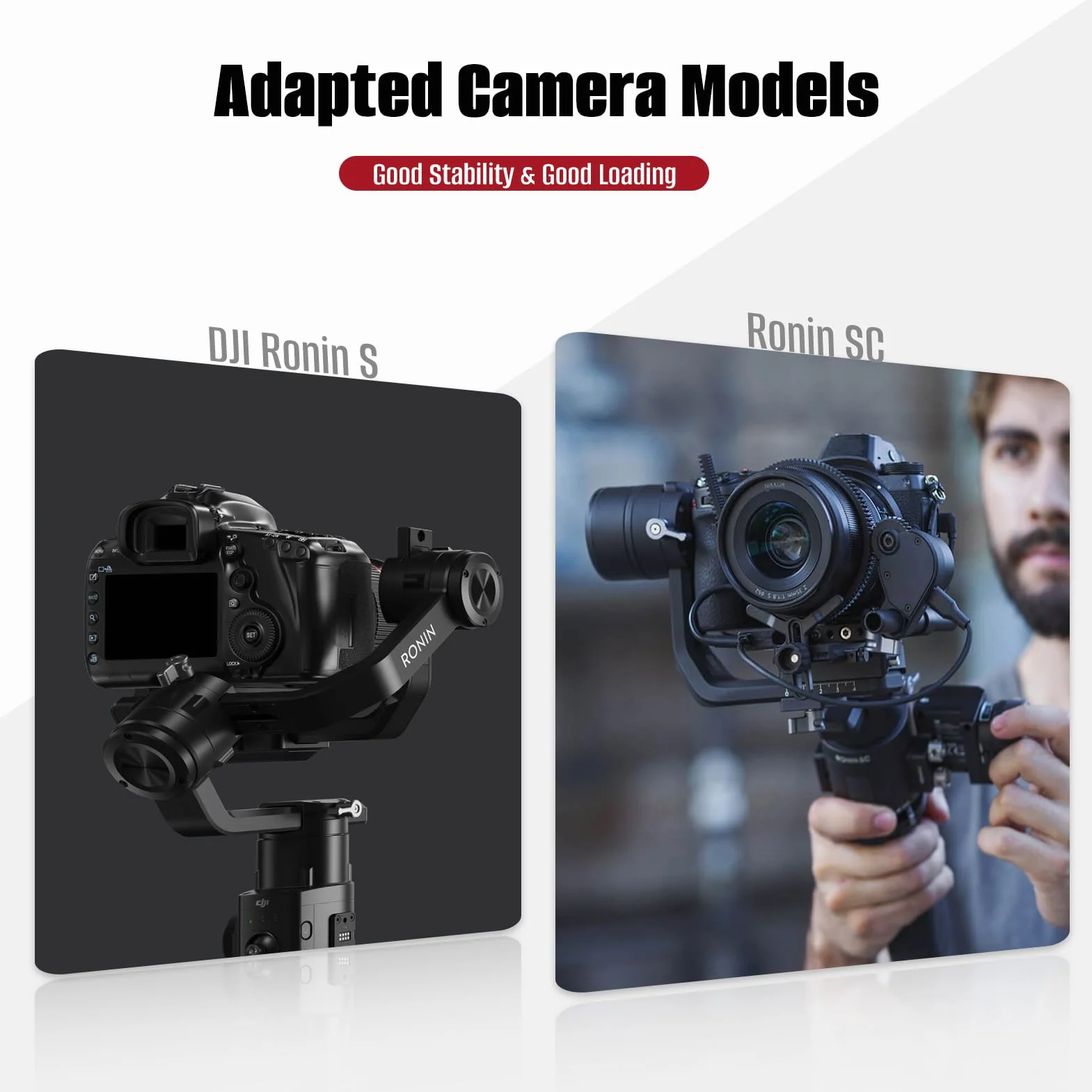 Support en Y avec roues doubles, système de support d'objectif avec vis coulissante de 6,35 mm, pour DJI Ronin S SC et plaque de stabilisation à dégagement rapide