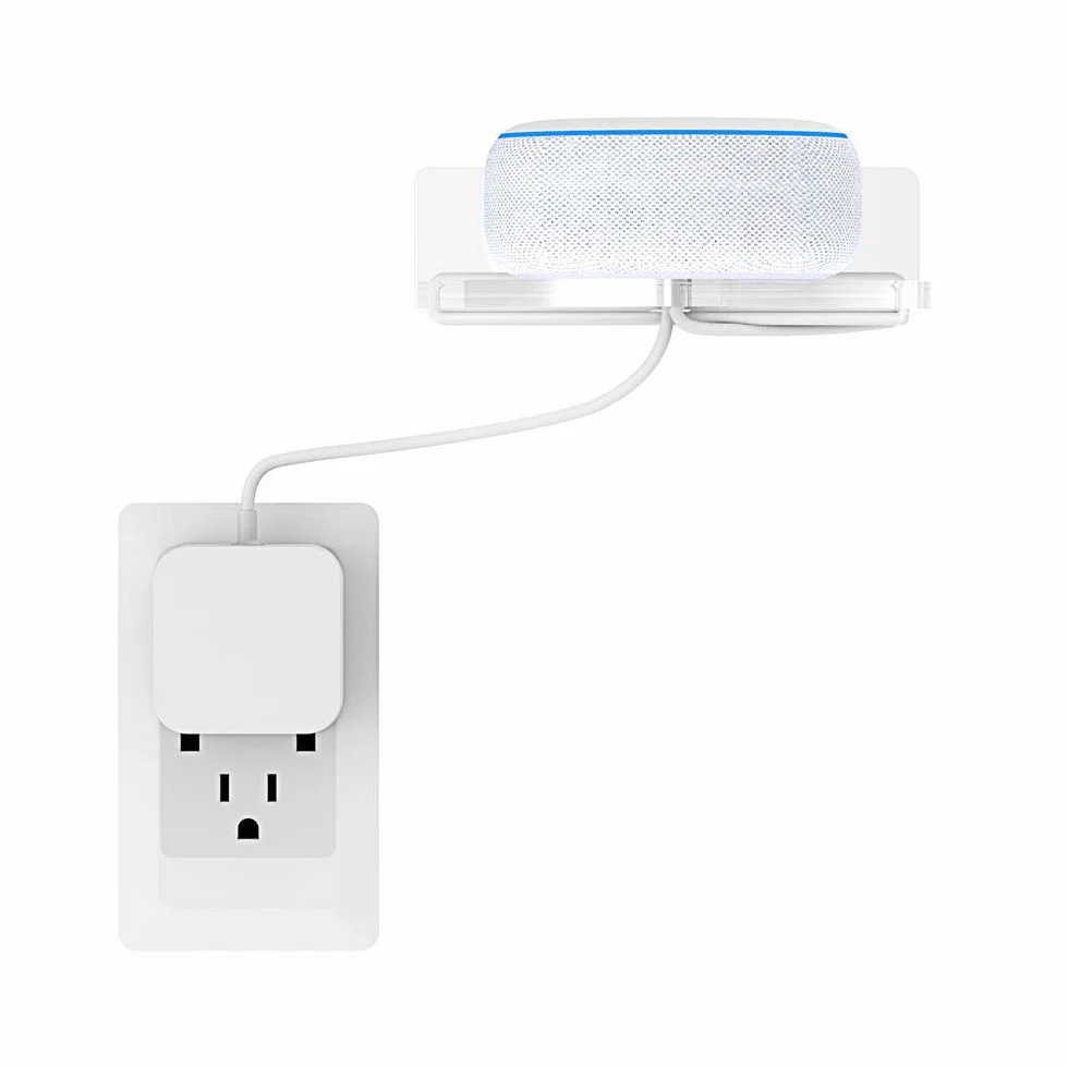 For Alexa Echo Dot 3rd Wall Mount Stand（Not include echo dot） Accessories with Integrated Cable Management, No Screws Required, Speaker Accessories Rack (Alexa Echo Dot 3rd, Transparent) A336