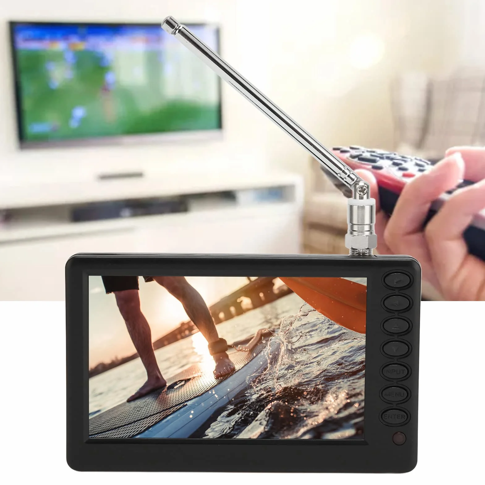 KIMISS Mini Téléviseur Portable 5 Pouces ISDB-T TV Numérique Rechargeable 1080P Radio FM 110-220V