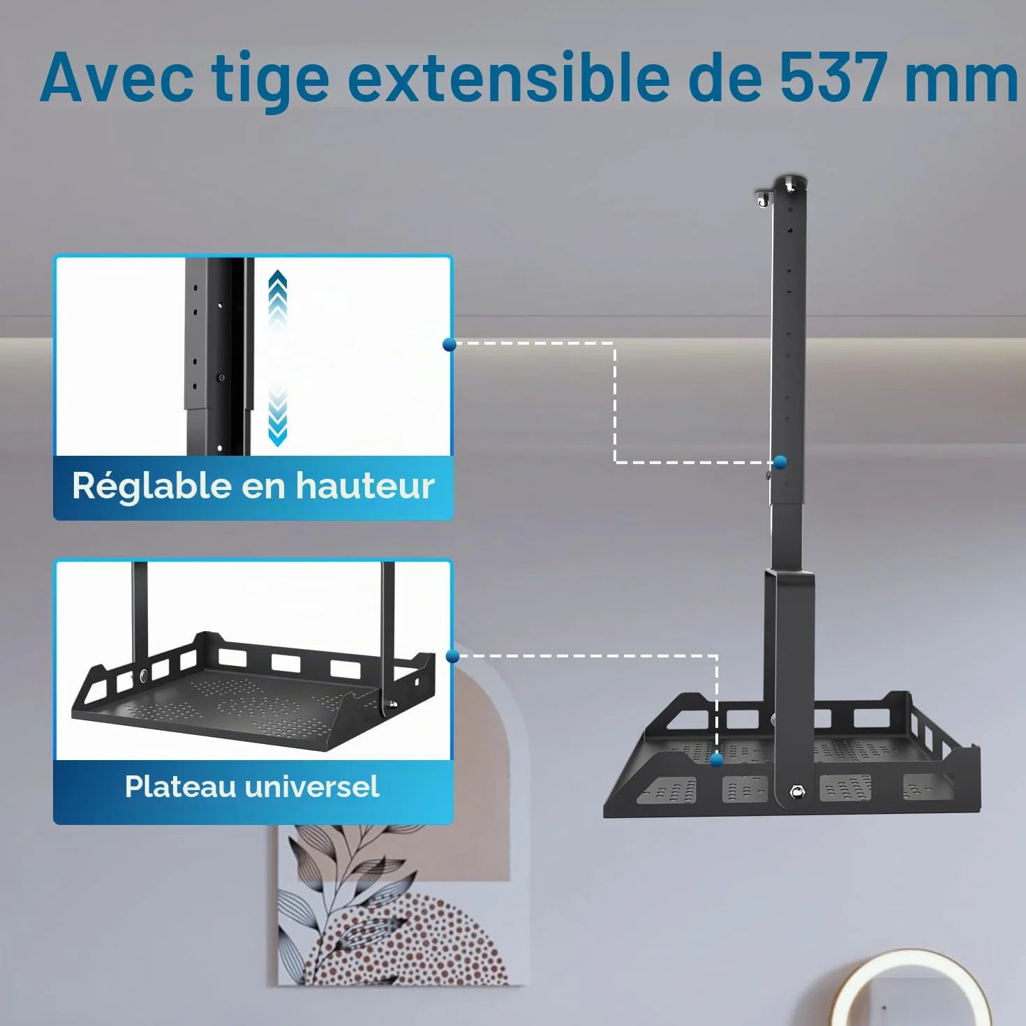 Salange Support Mural Universel pour Vidéoprojecteur, Réglable en Hauteur, Charge Lourde, pour Home Cinéma et Bureau